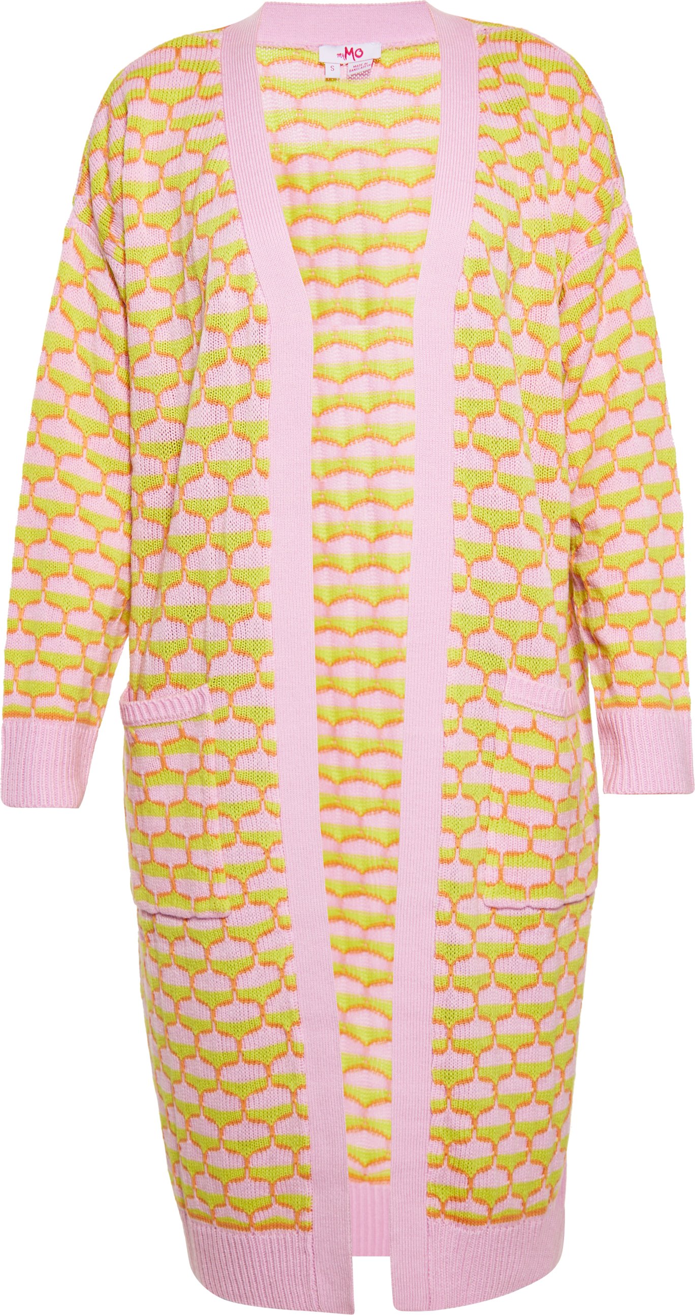 Mymo Strickjacke Damen Rosa Limone Orange