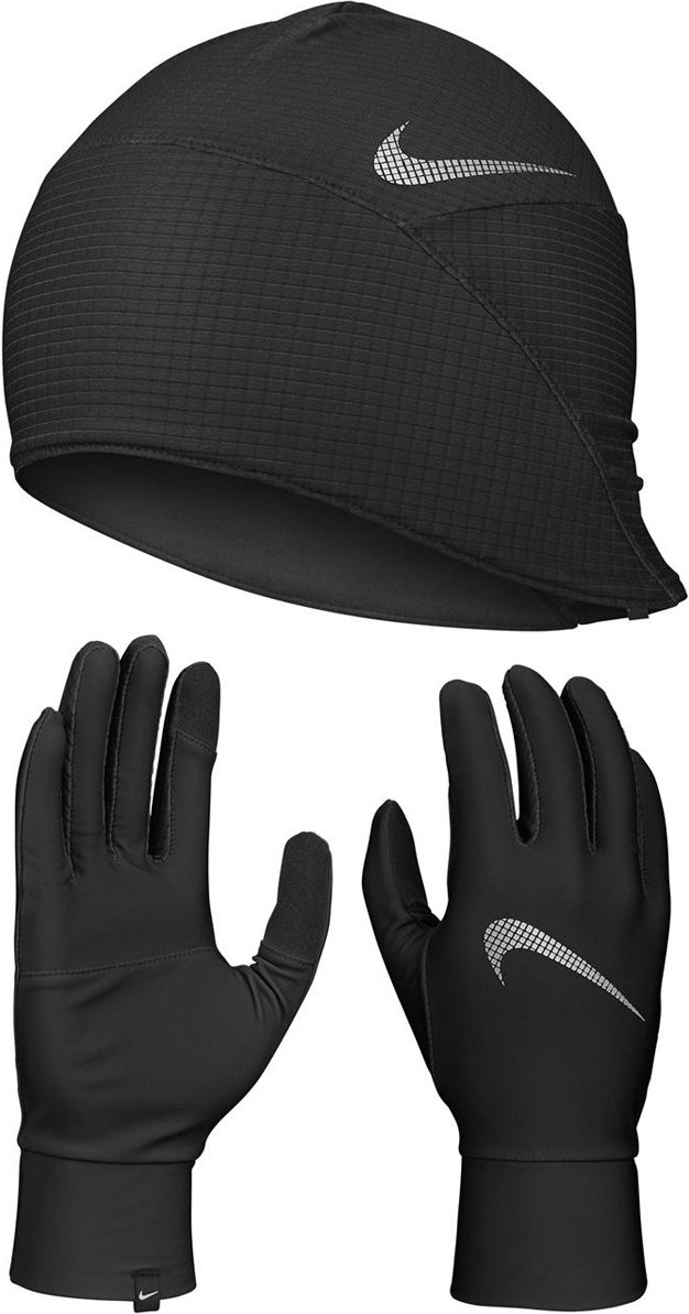 Nike - "Essential" Hut- und Handschuh-Set für Herren, Laufen (Schwarz)