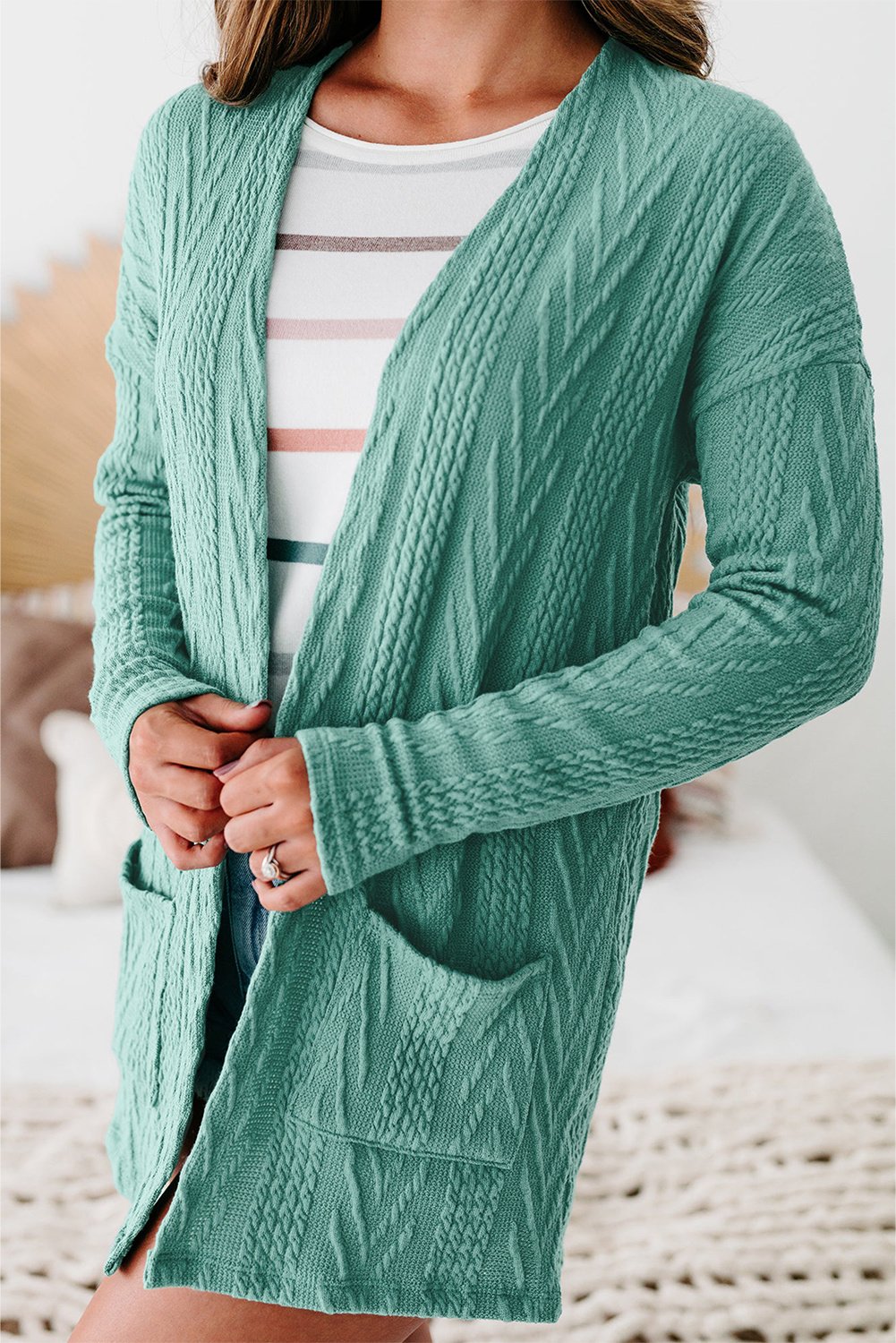 Kabelstrick-Cardigan-Pullover