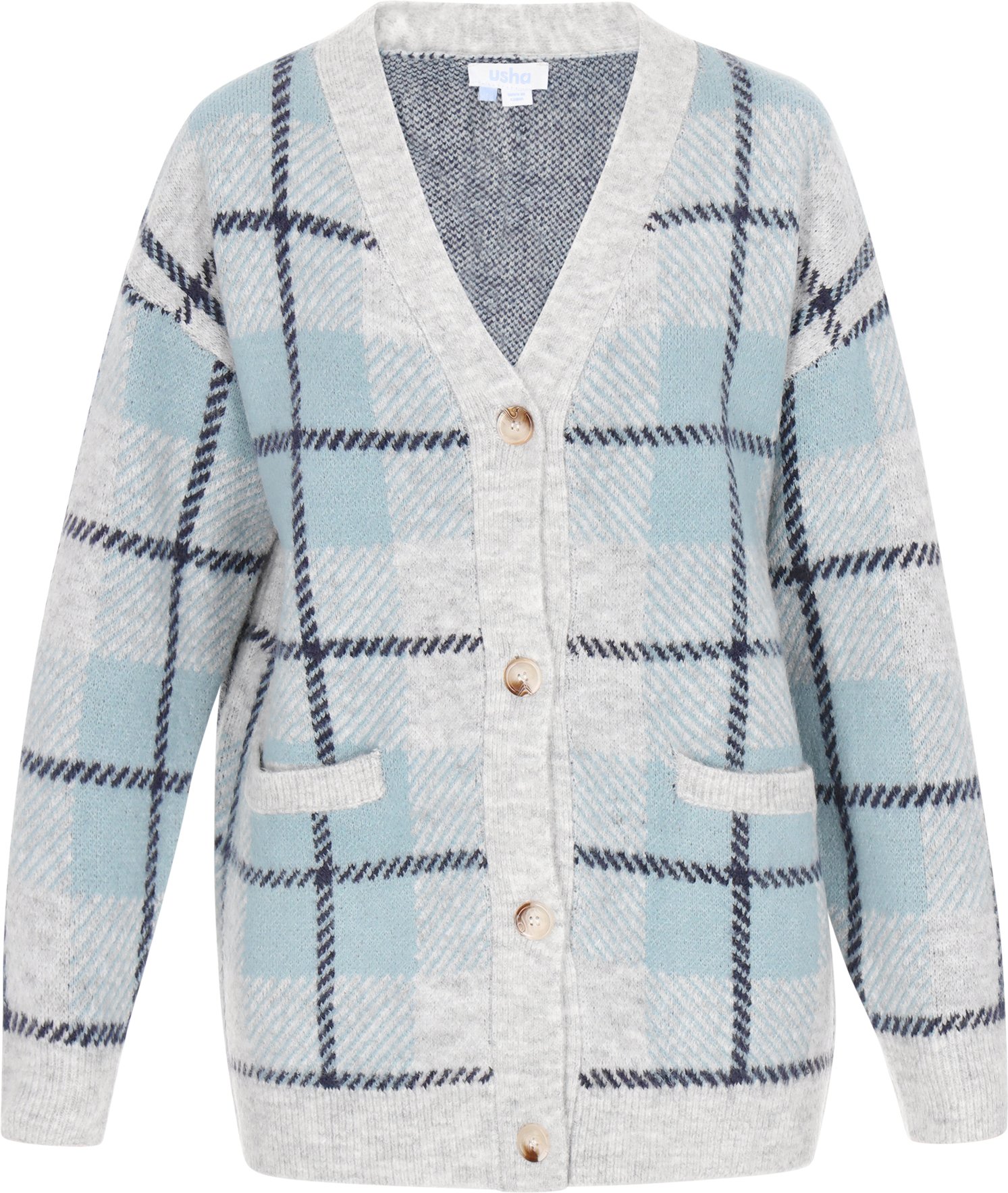 usha Strickjacke Frauen hellgrau hellblau marineblau