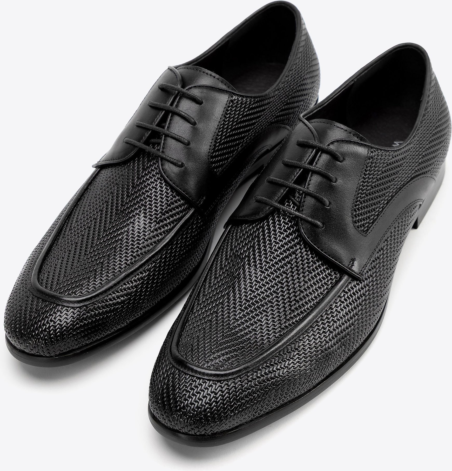 Wittchen Herren-Derbyschuhe aus echtem Leder mit Flechtmuster, schwarz