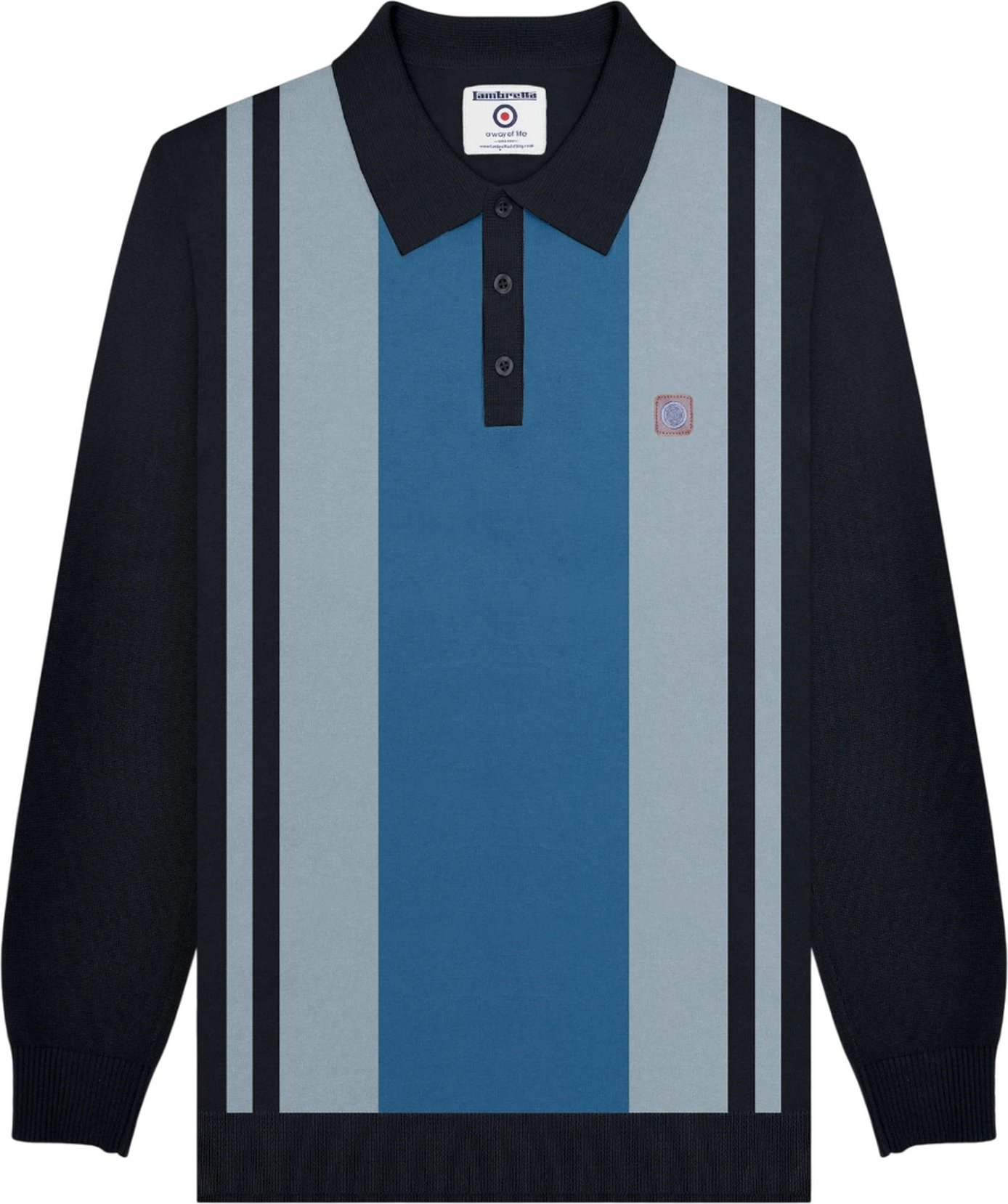 Lambretta - "AW25" Poloshirt für Herren, Verkleidet, Langärmlig (Marine/Eisen)