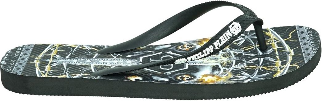 Philipp Plein Schwert-Logo Schwarze Flip-Flops
