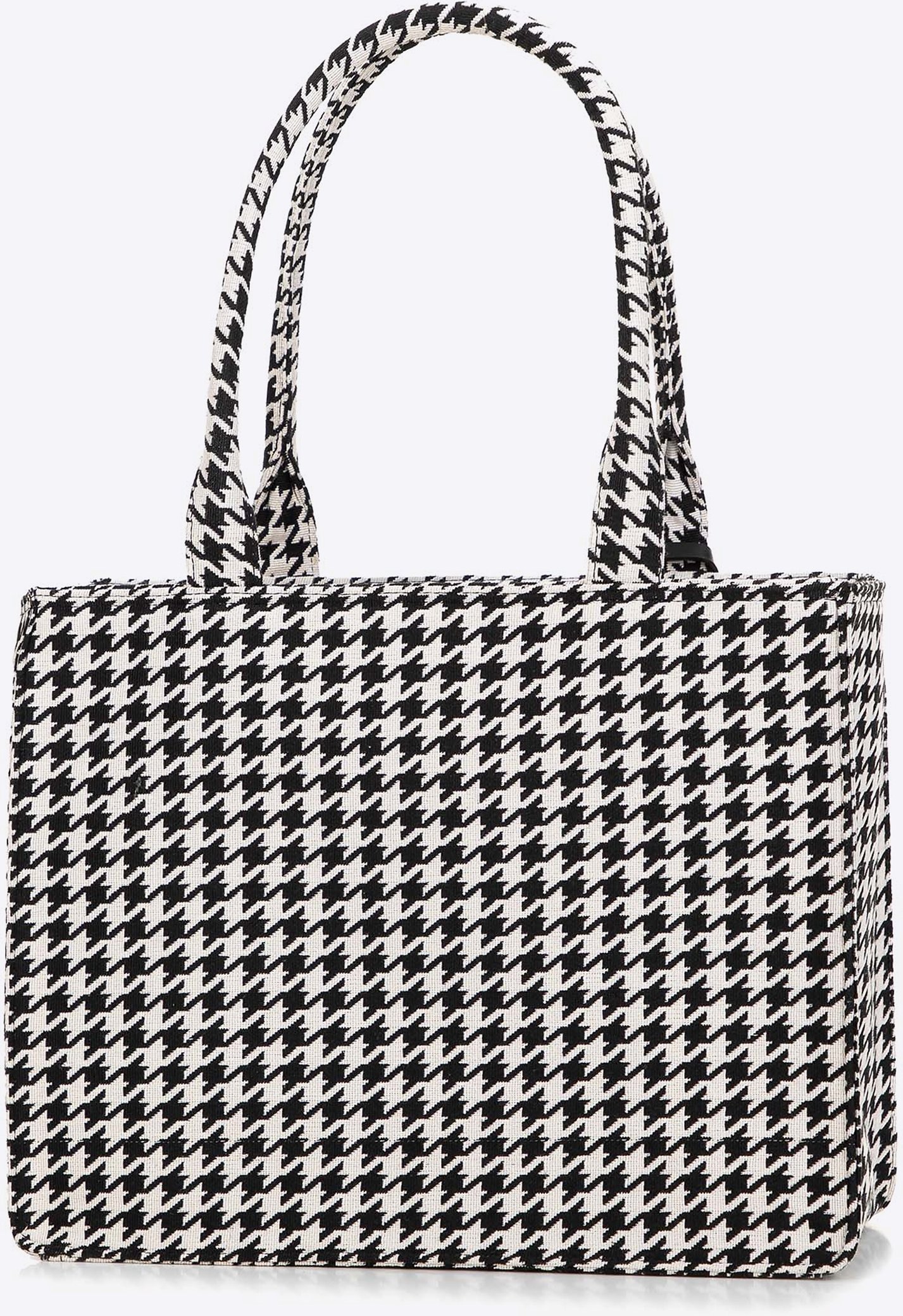 Wittchen Damen-Shopper-Tasche mit Jacquard-Quasten, schwarz-weiß, aus Baumwolle