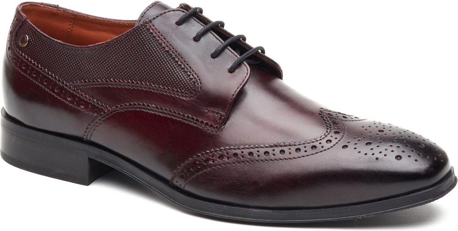 Base London Steeple Brogue Leder Herren Schuhe in verbranntem Braun