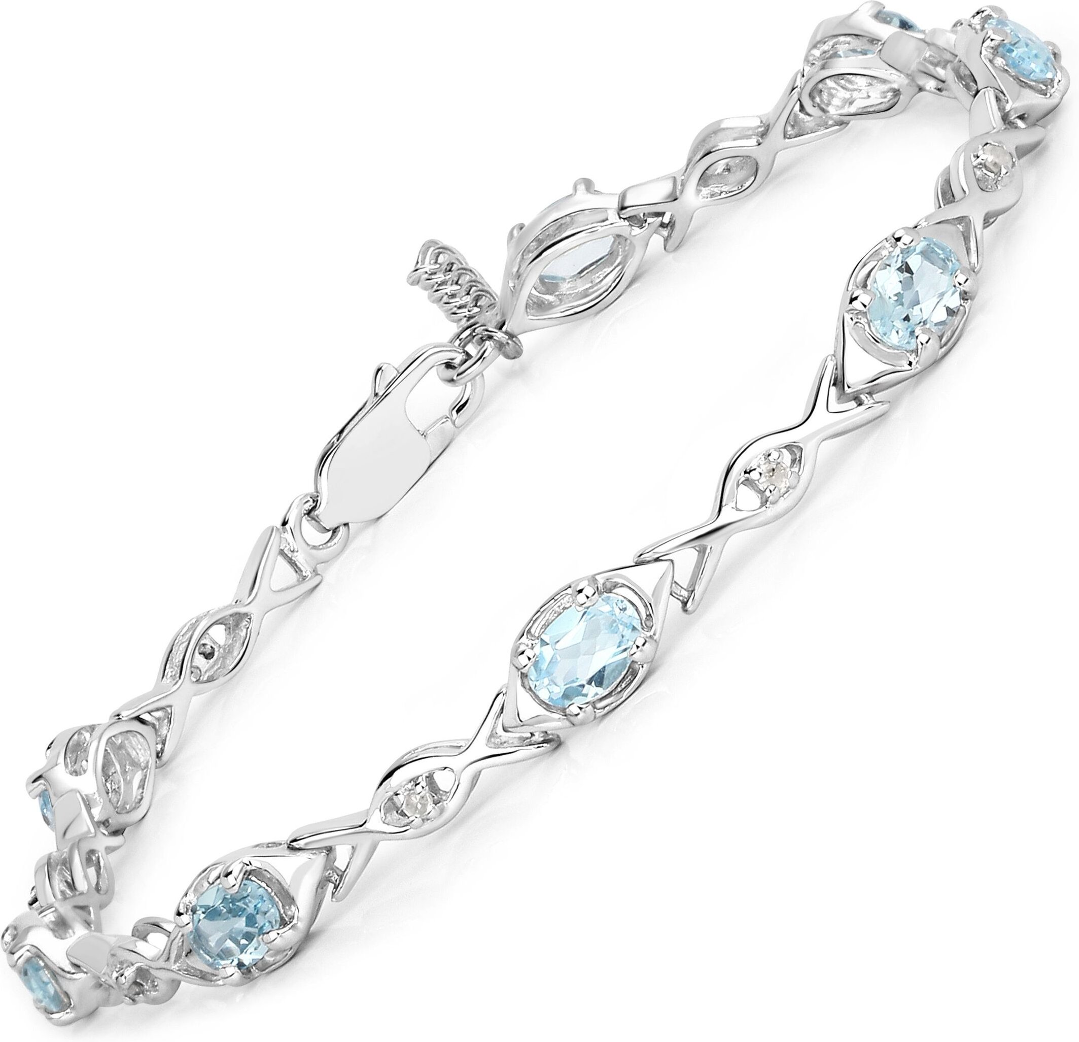 Vira Jewels Armband 925-Sterling Silber rhodiniert Glänzend Blautopas beh. Blau