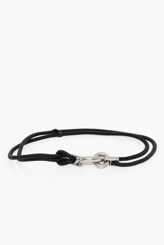 Doppelter Ledergürtel mit Metallverschluss 10 mm in Schwarz