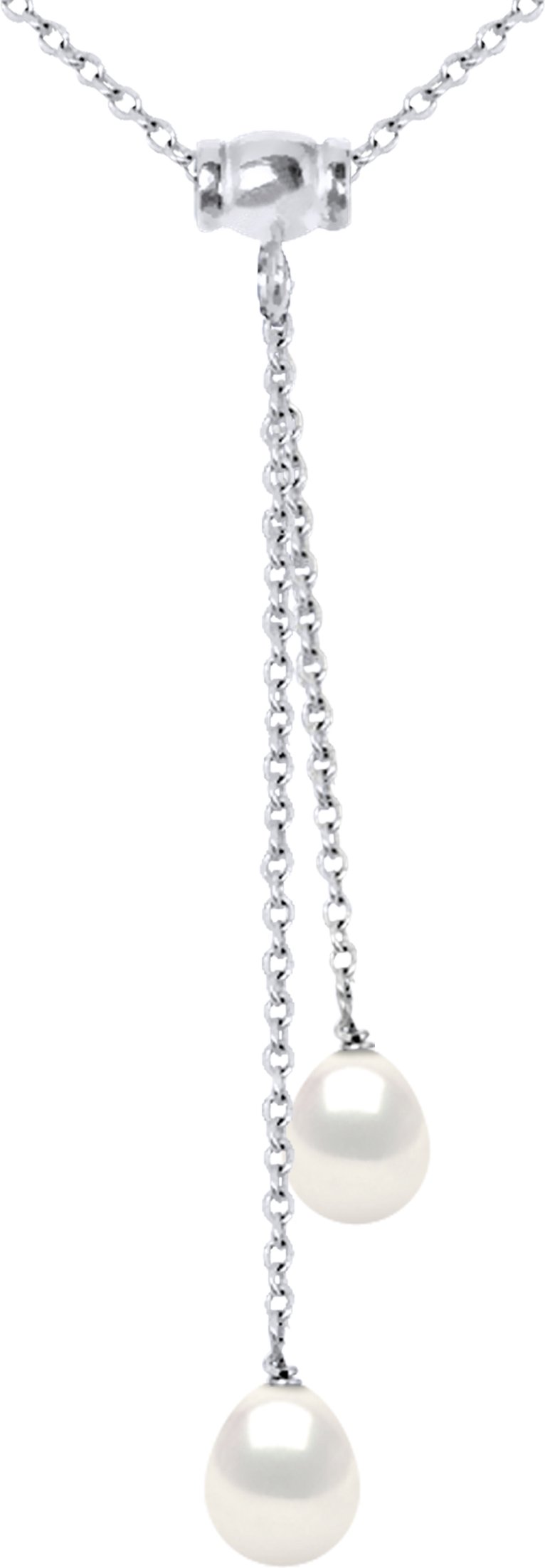 DIADEMA - Halskette - DUO 2 echte Süßwasserperlen - Weiß - Silber
