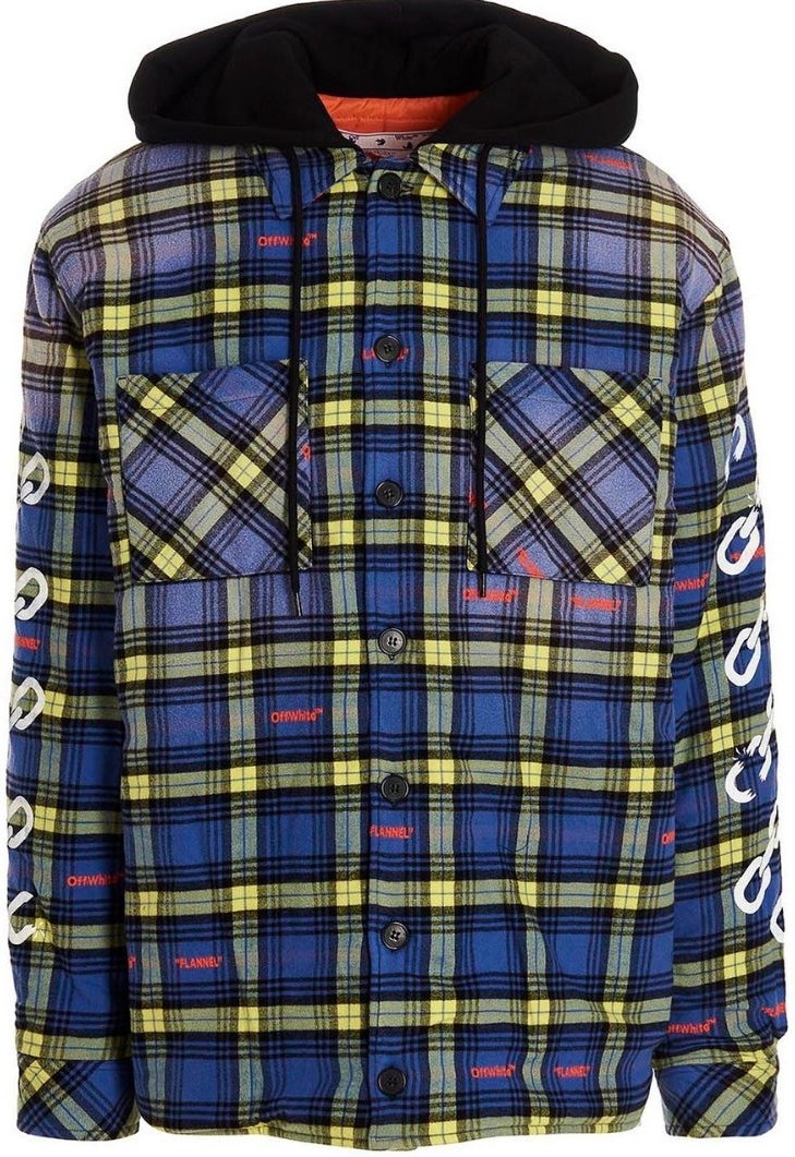 Off-White Arrow wattierte Flanell-Jacke in Staubblau