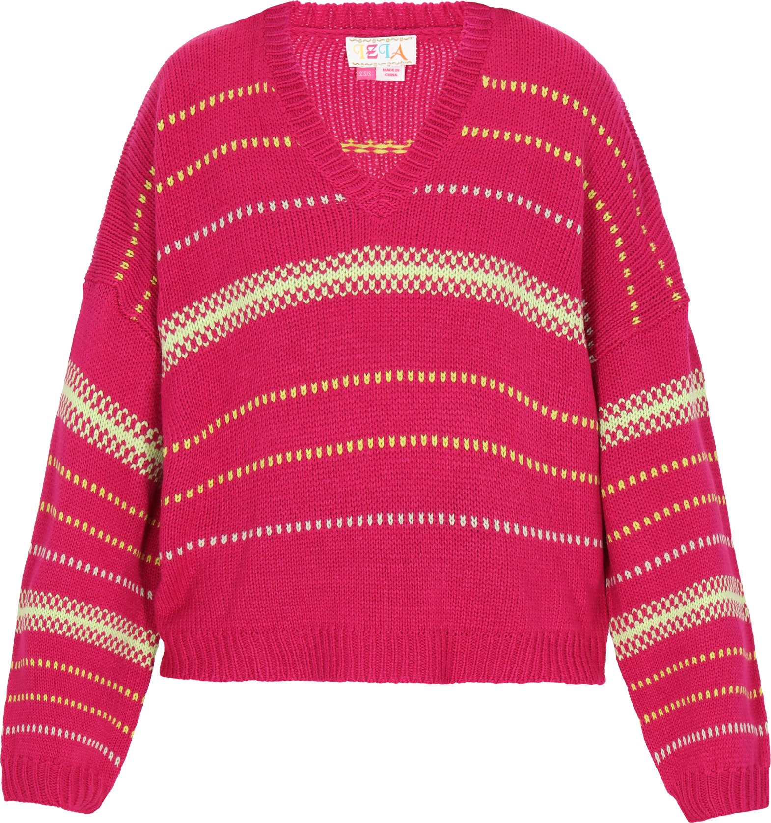 IZIA Pullover Frauen Fuchsie Limette