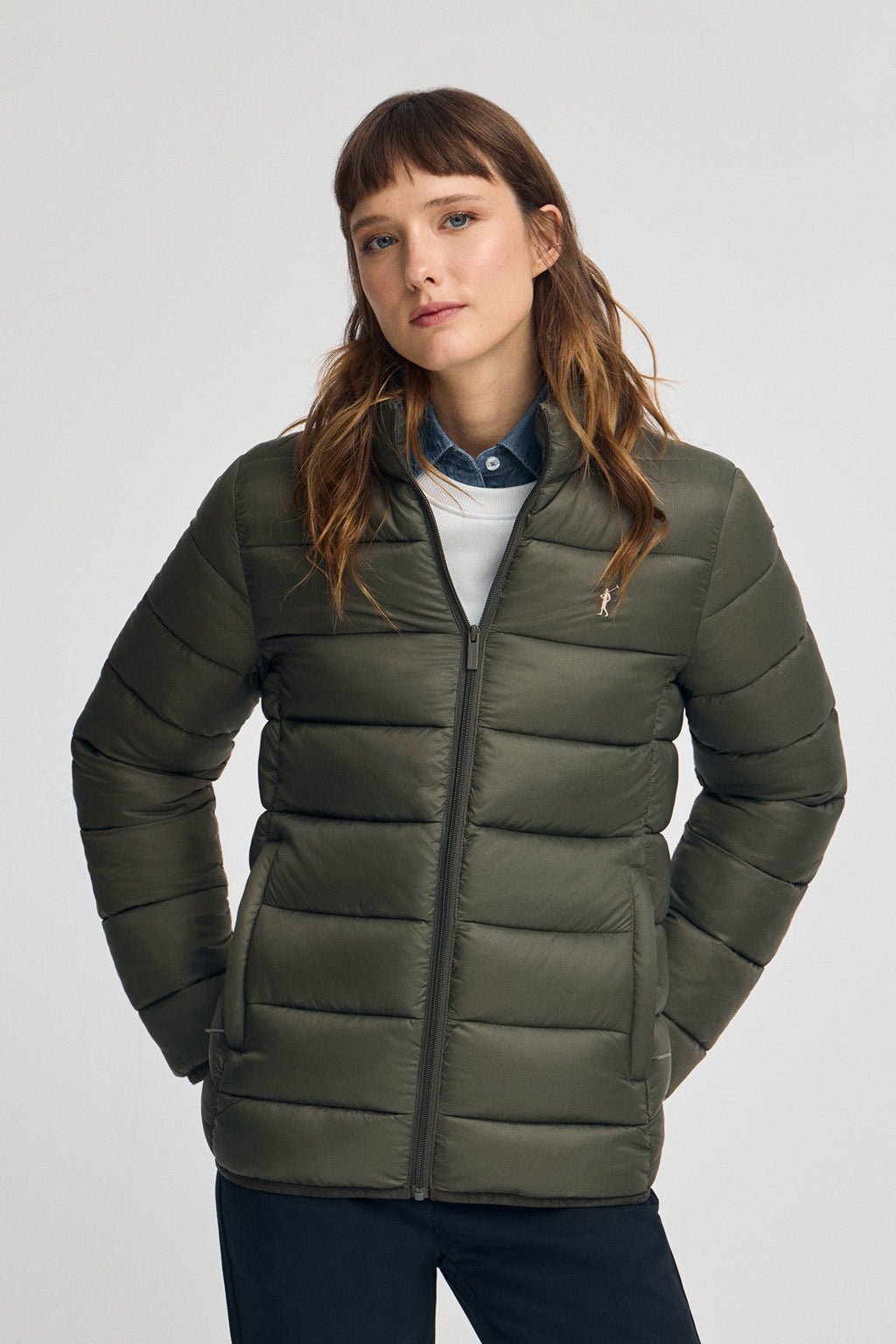 Jacke Salma Embroidery waldgrün mit Rigby Go-Logo