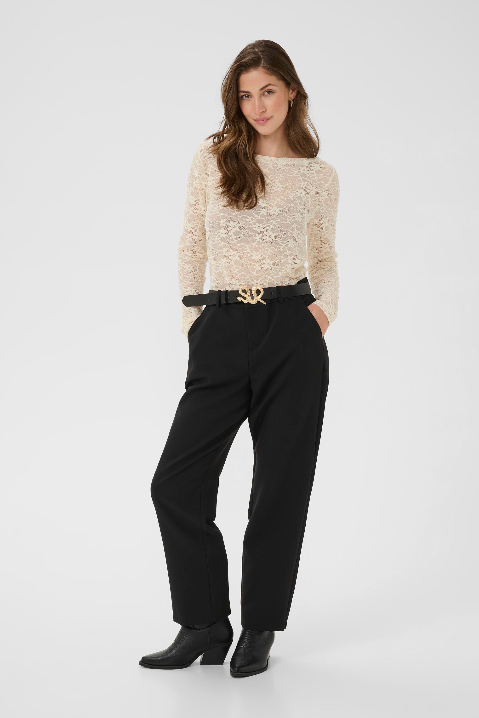 Langarm-Bluse CRInge Feminine cream