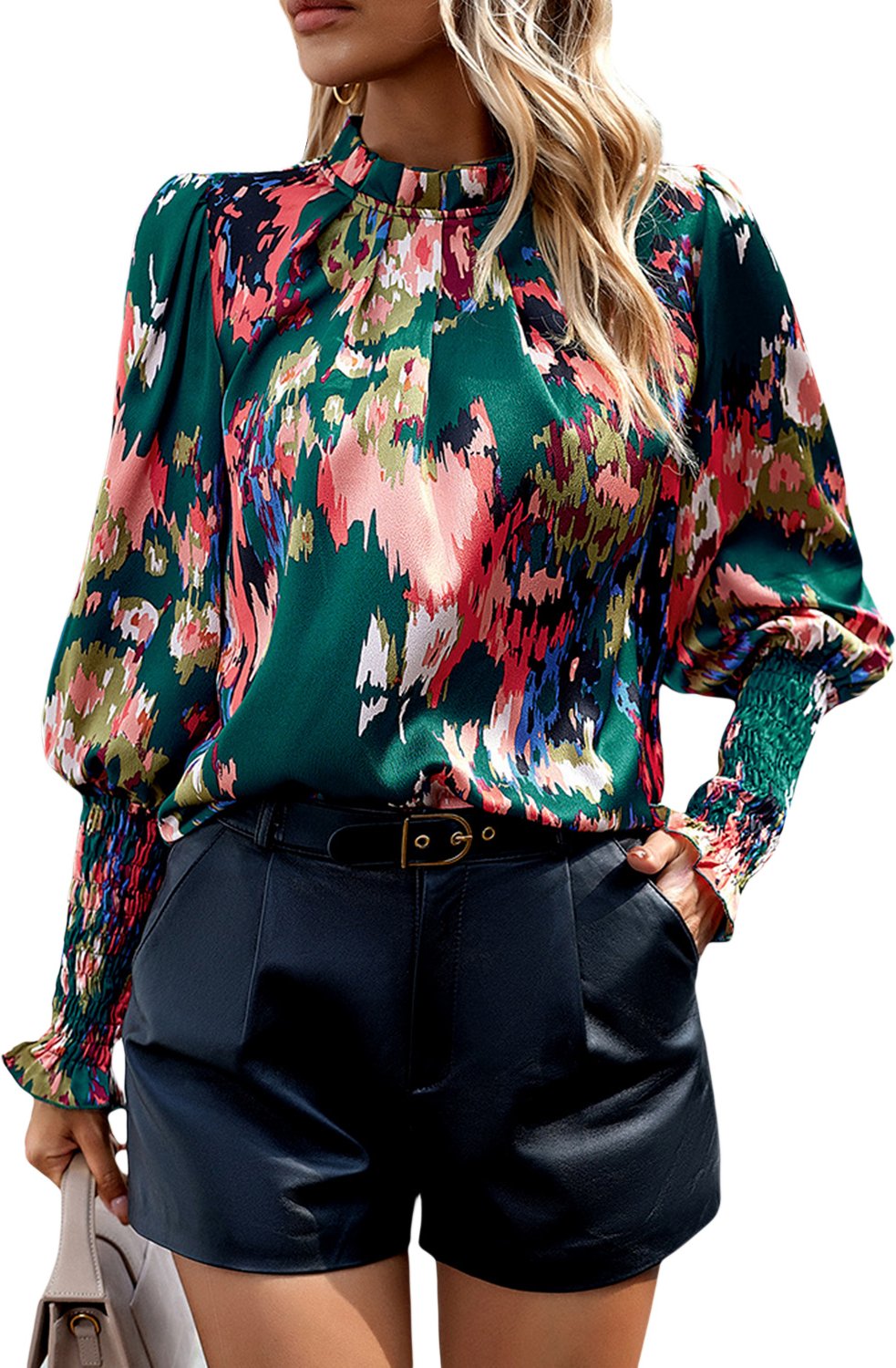 Bedrucktes Mock-Neck-Top