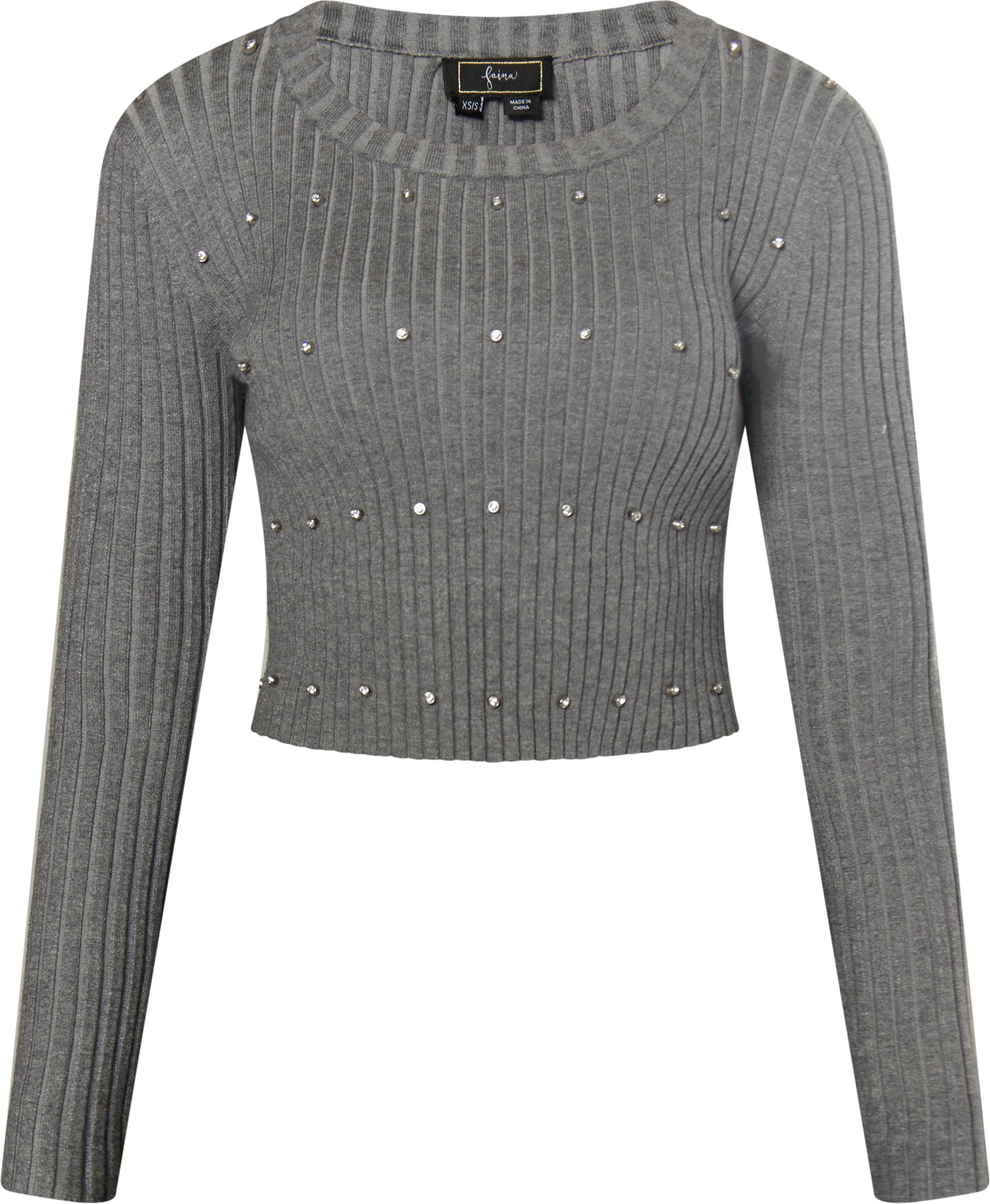 Faina Pullover mit Strasssteinen Damen grau melange