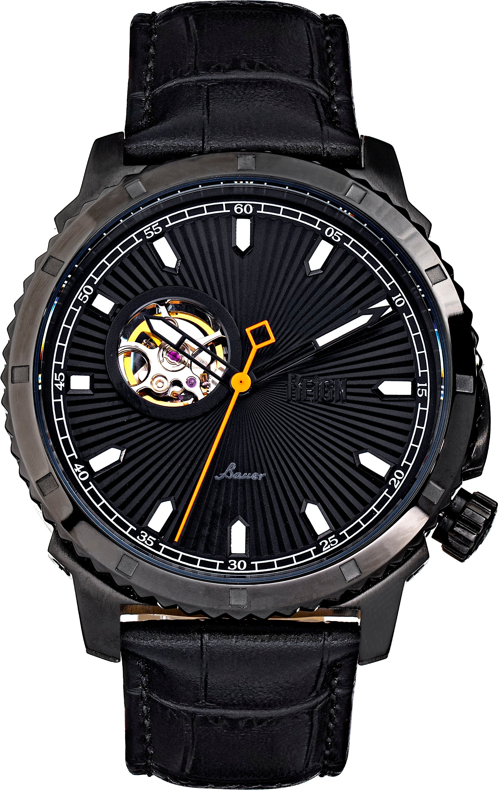 Thumbnail - Reign Bauer Automatikuhr mit Semiskelett und Lederarmband