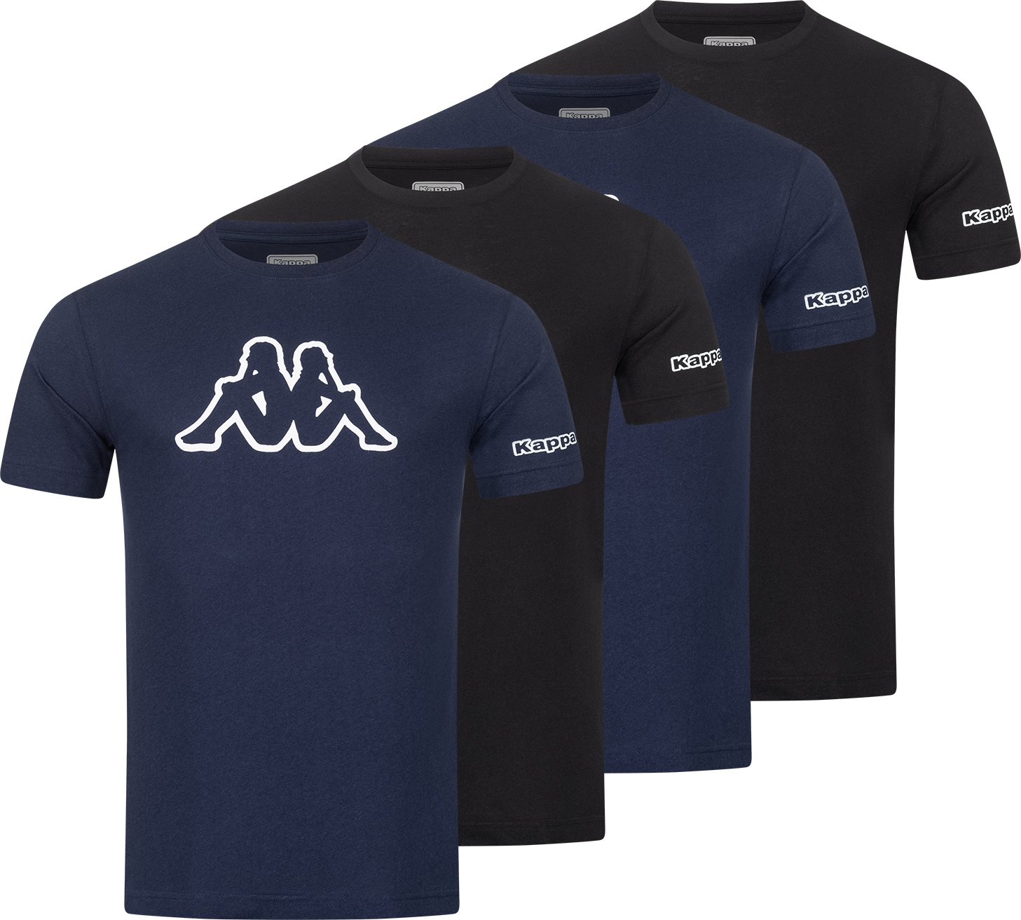 Kappa 4er Set T-Shirt LOGO in Schwarz/Blau