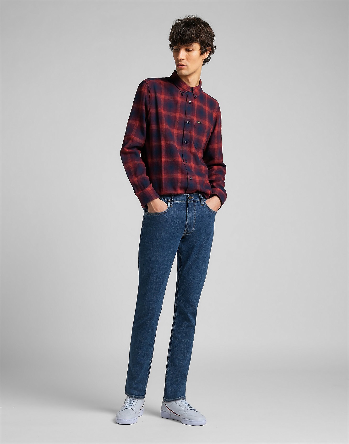 Lee Luke Moto Grau Tapered Jeans