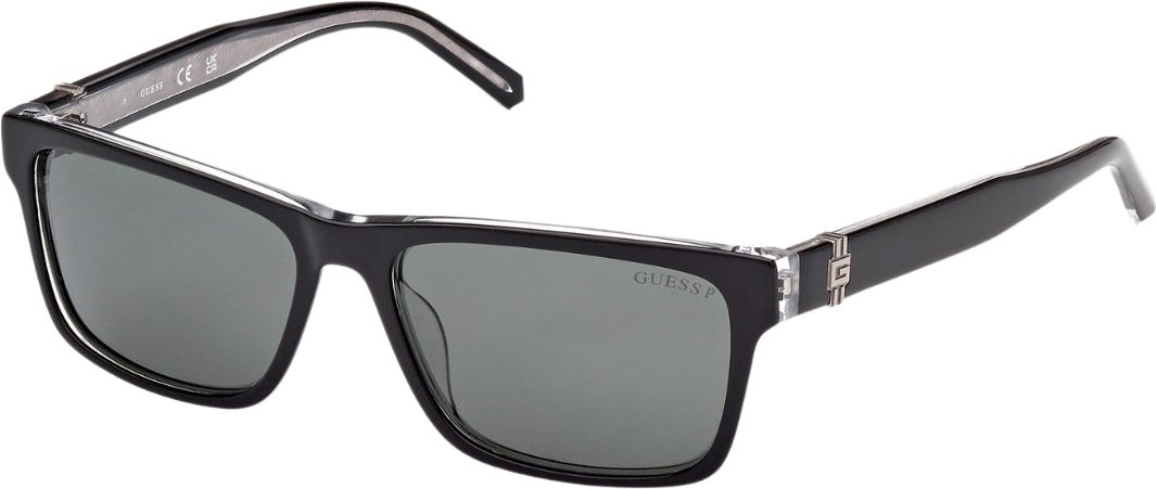 Guess – Sonnenbrille mit polarisierten Gläsern in Grün und Schwarz mit klaren Details
