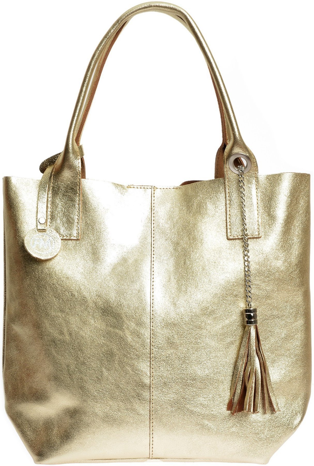 Roberta M Goldene Leder Tasche