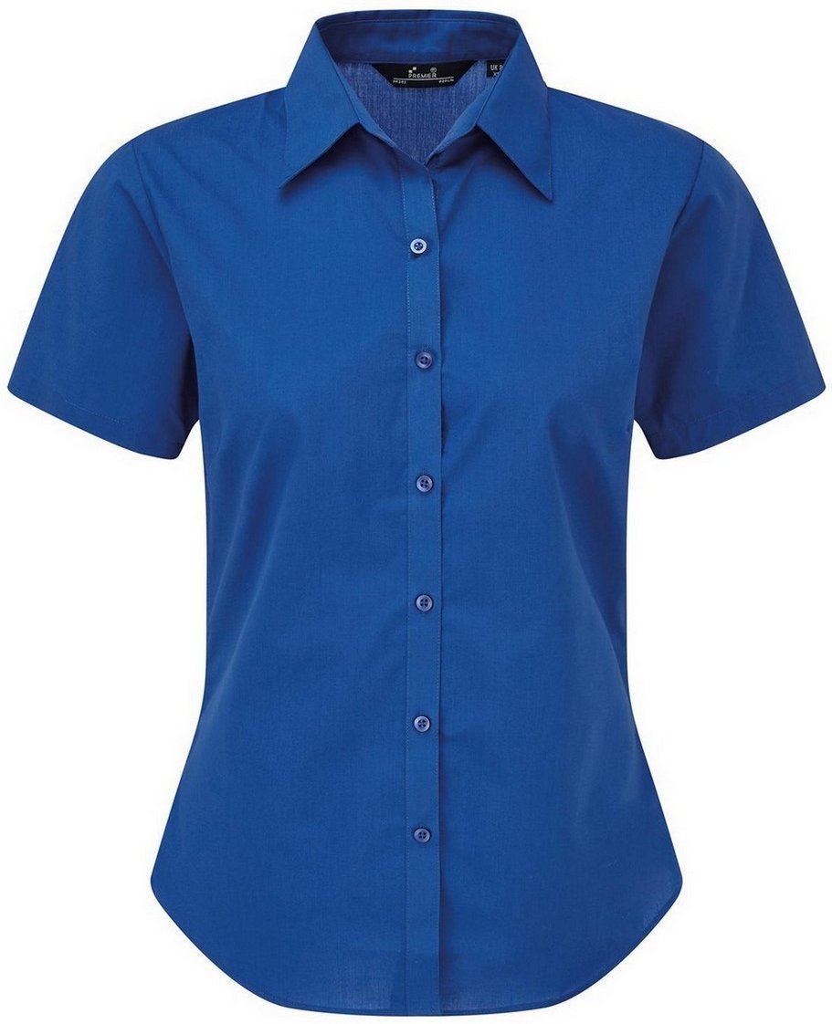 Premier Damen Kurzarm Popeline Bluse / Arbeitshemd (Königsblau)