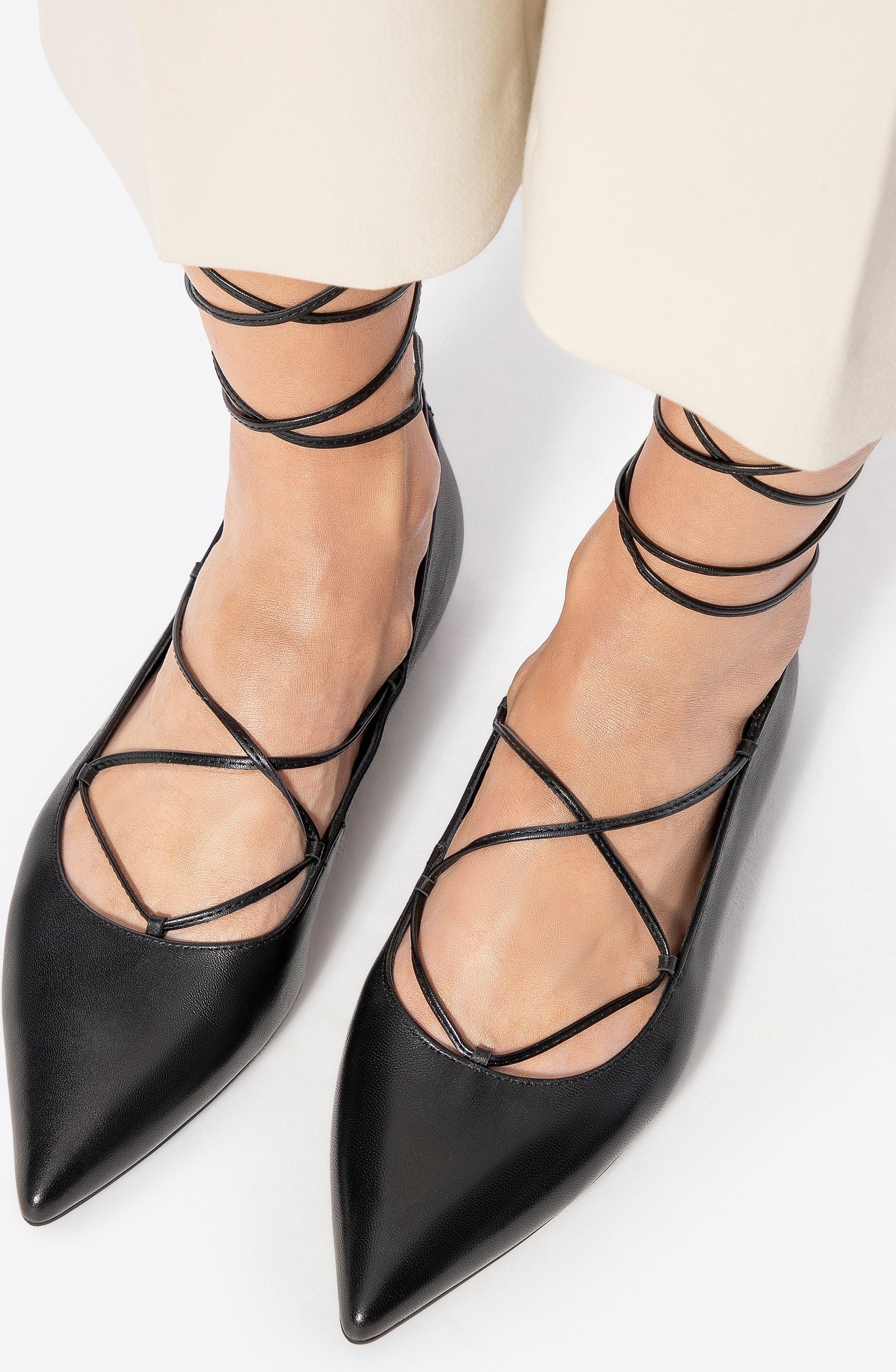 Wittchen Damen-Ballerinas aus echtem Leder mit spitzer Zehenpartie, schwarz