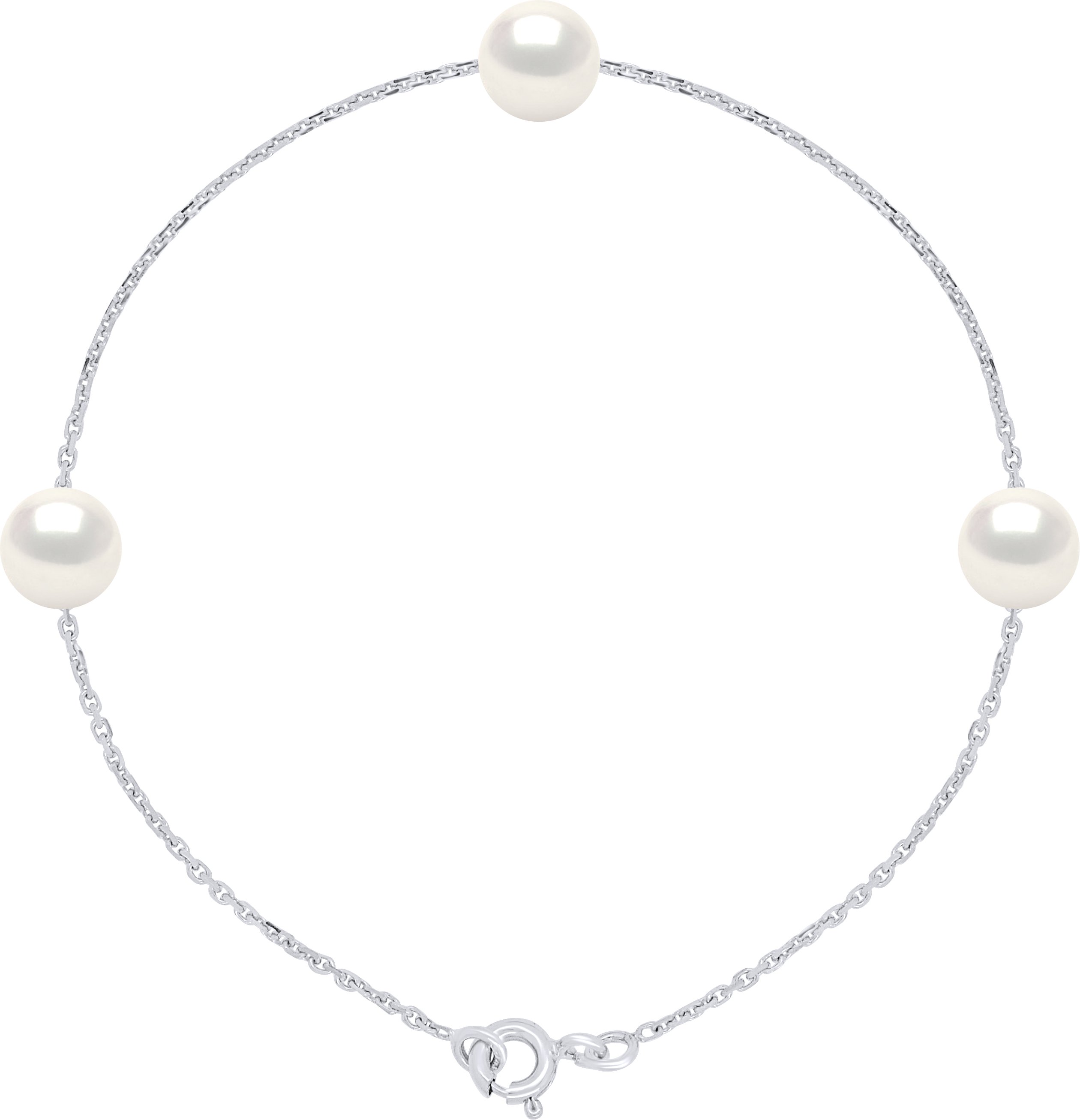 Armband 3 echte Süßwasser-Zuchtperlen rund 7-8 mm