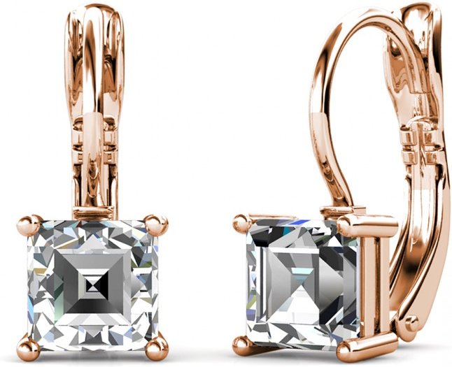 Quadratische Ohrringe - Rose Gold und Kristall