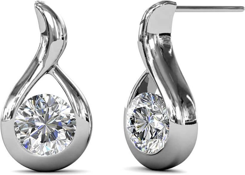 Gewellte Ohrringe - Silber und Kristall