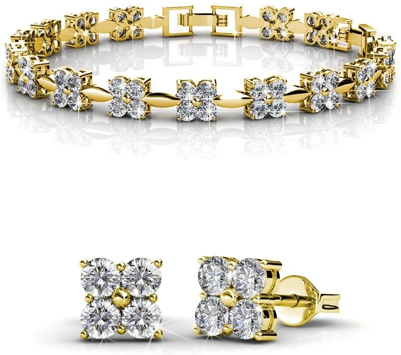 Süße quadratische Sets - Gold und Kristall