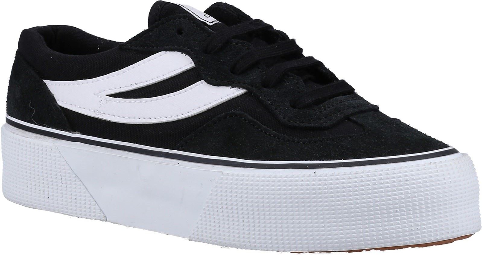 Superga 3041 Revolley Colorblock Platform Leder Damen Schwarz/Weiß Turnschuhe