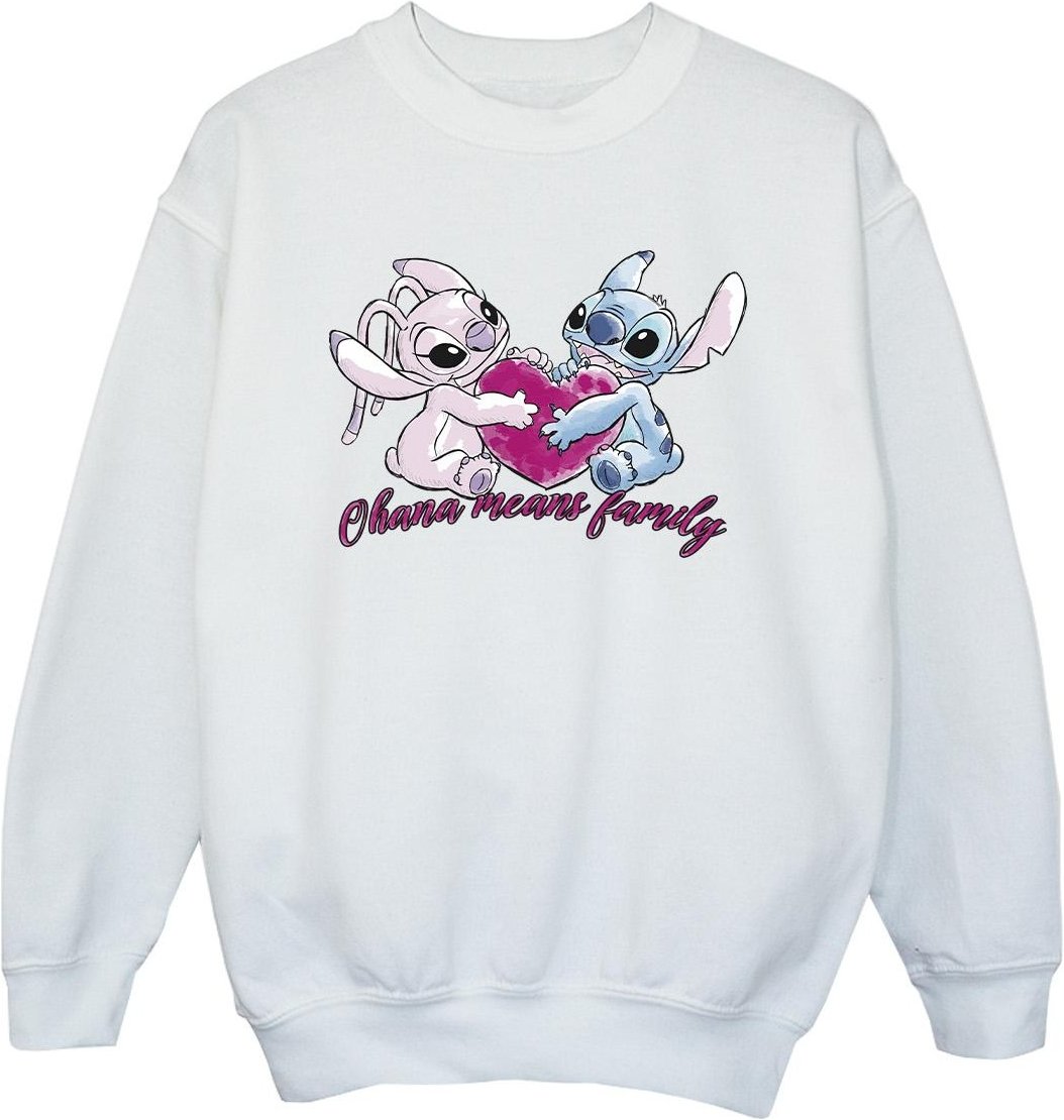 Disney - "Lilo And Stitch Ohana Heart With Angel" Sweatshirt für Mädchen (Weiß)
