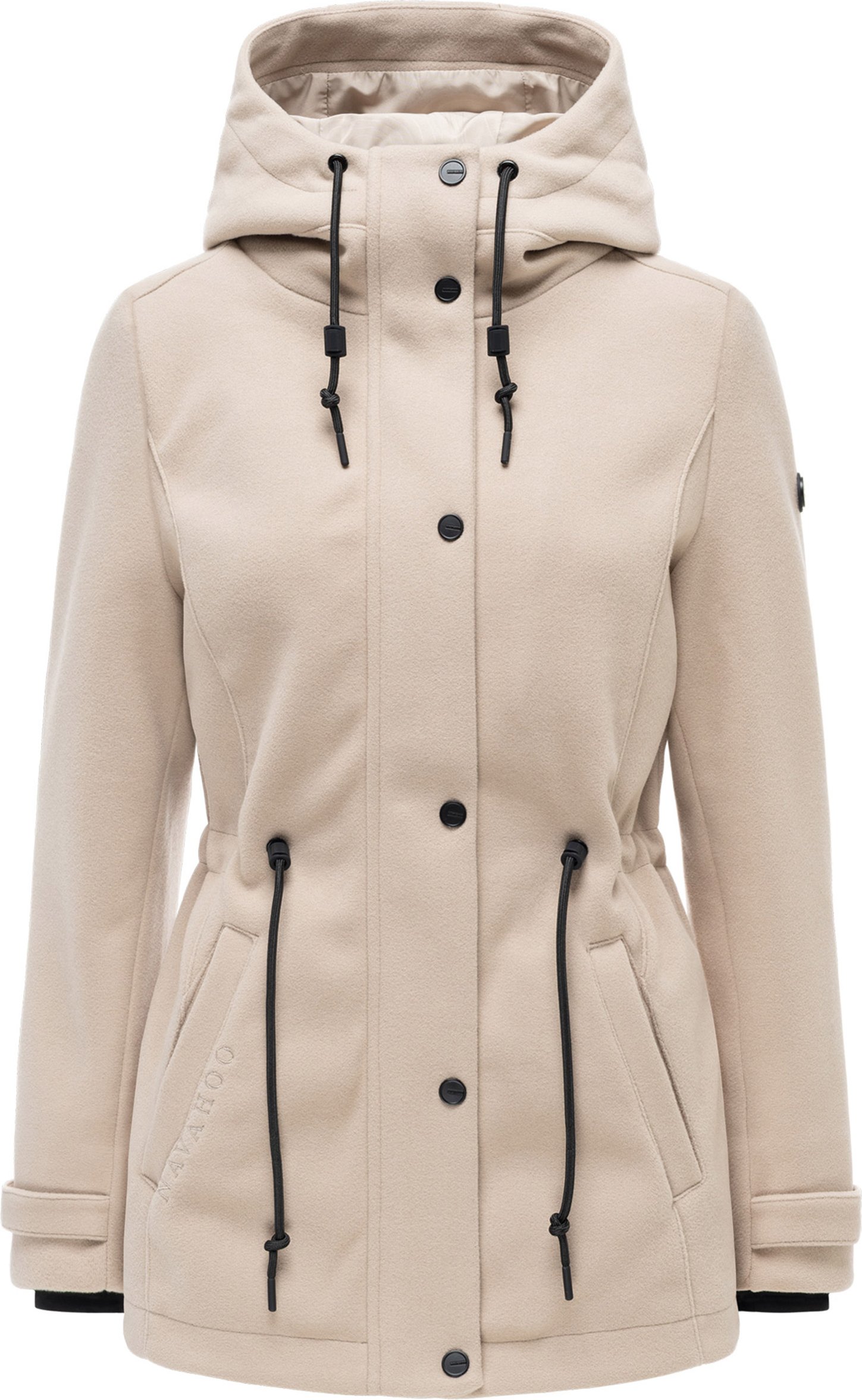 Navahoo Damen Übergangsjacke Lächelstern mit Kapuze in Wolle-Optik