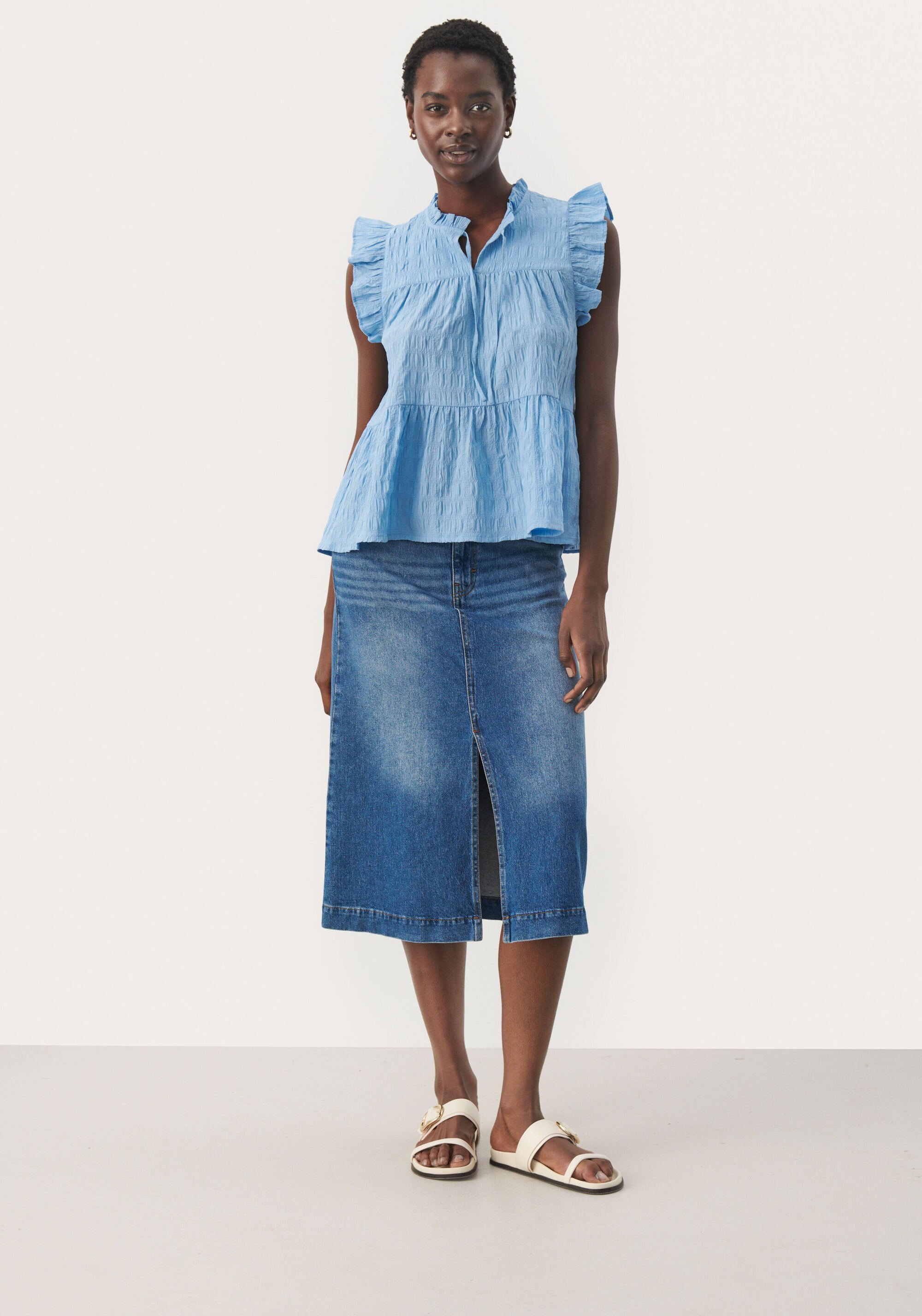 Ärmellose Bluse Gerade Passform Dusk Blue pale blue