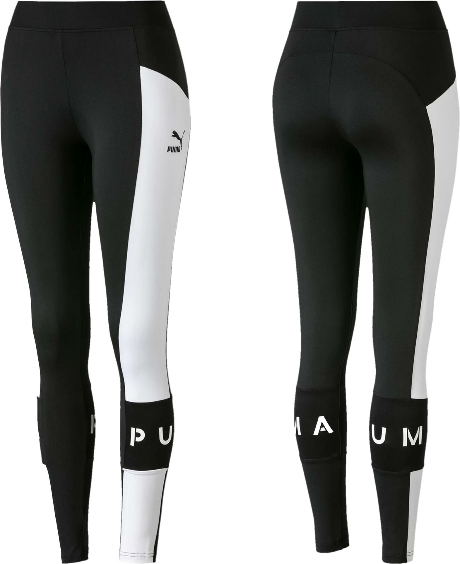 Puma XTG Stretch Taillenboden Colourblock Black White Womens Leggings 595240 01