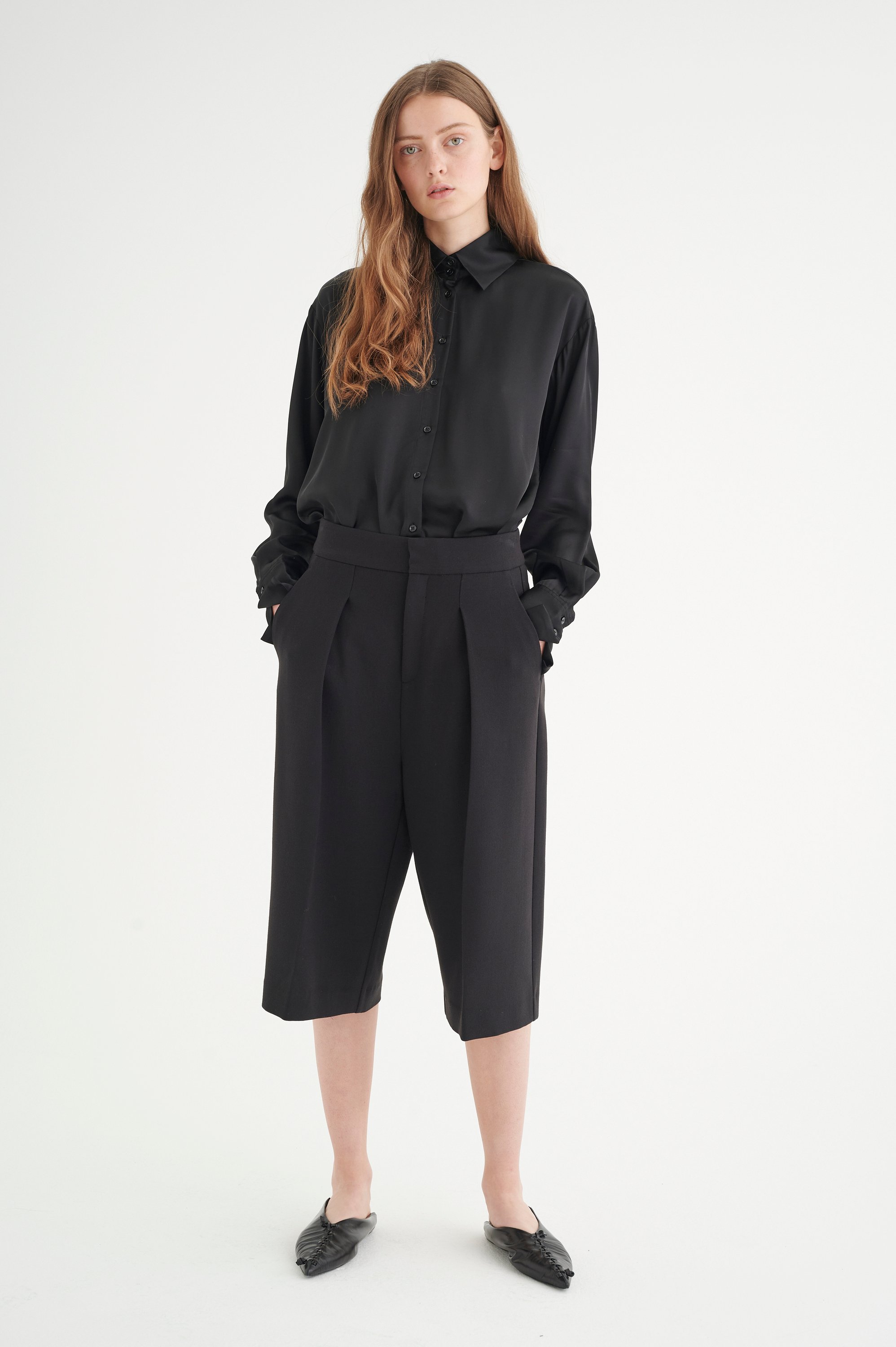 Langarm - Hemd Lockere Passform Blac