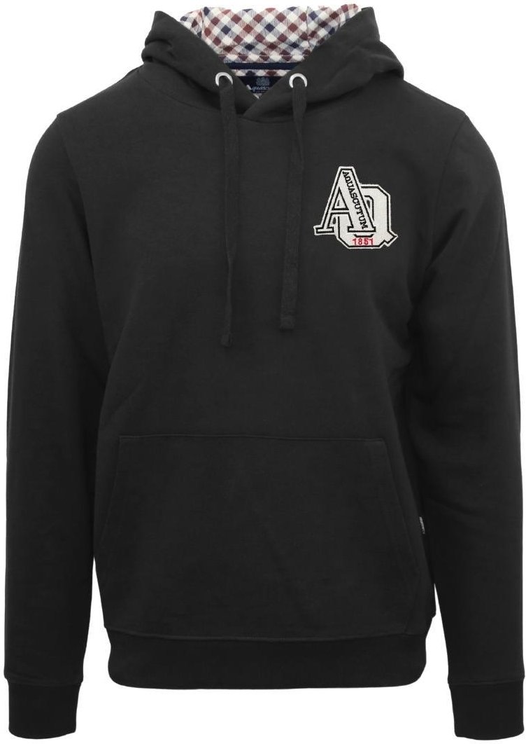 Aquascutum Herren AQ 1851 Patch Logo Hoodie (Schwarz)