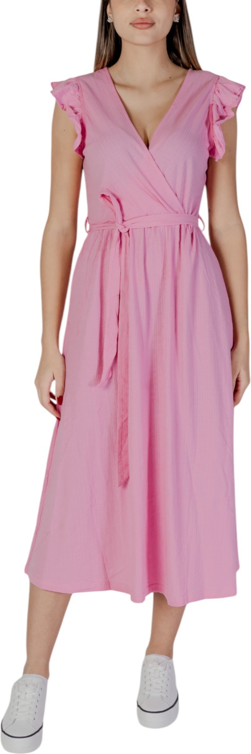 Lässiges Midi-Kleid mit Rüschensämlern Wickelkleid