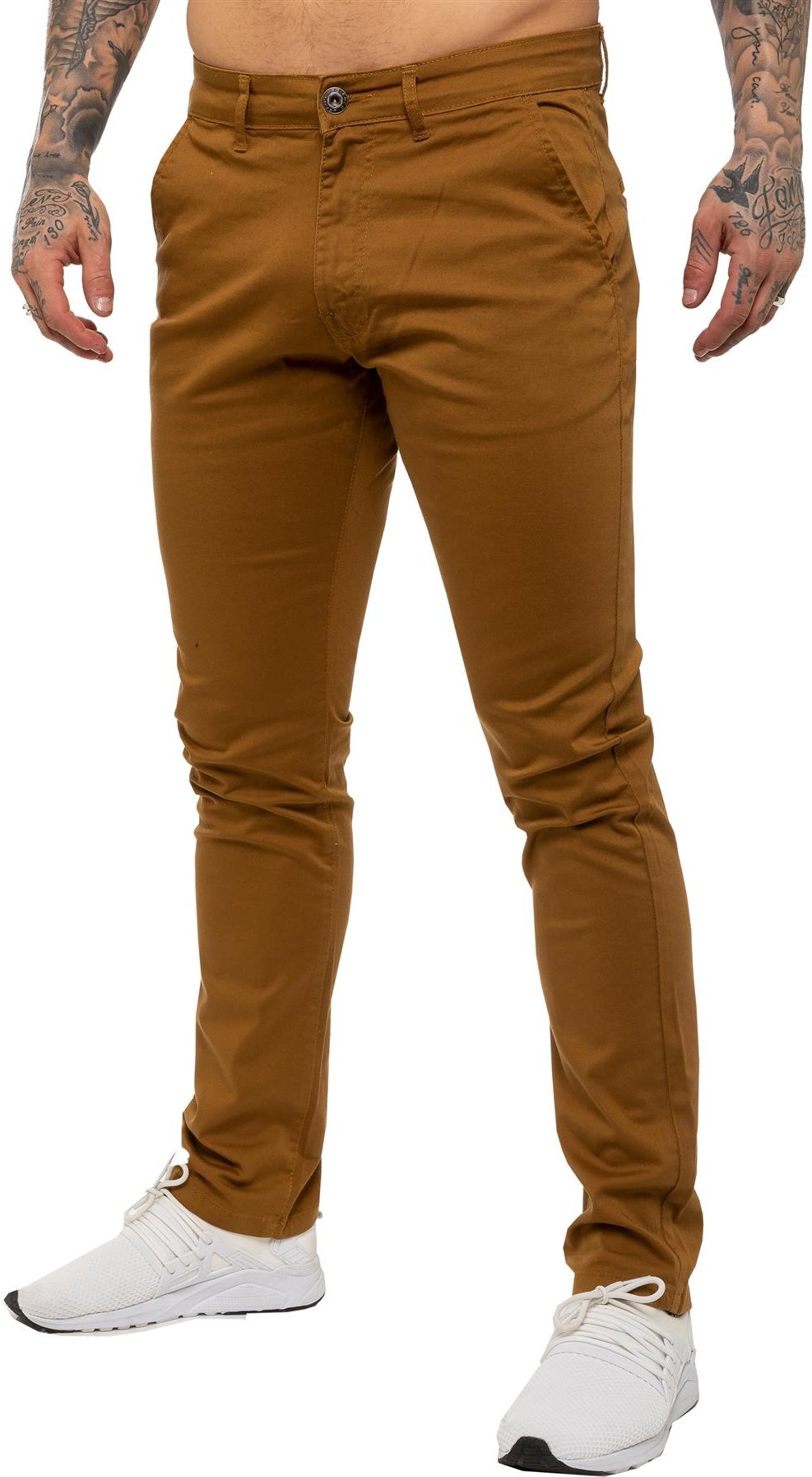 Enzo | Herren Slim Fit Stretch Chino Jeans - Braun
