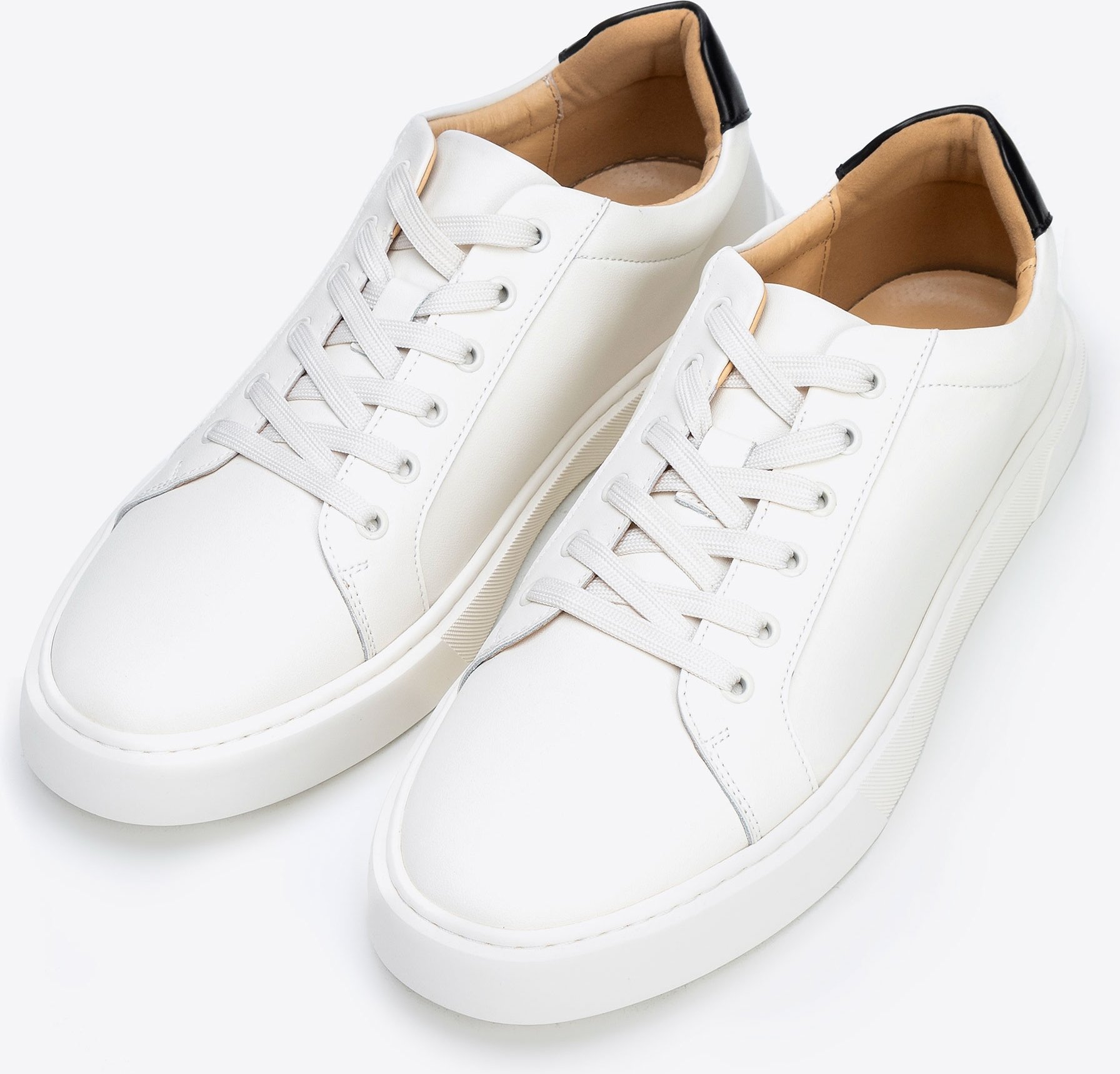 Wittchen Herren-Sneaker aus zweifarbigem Leder, weiß und schwarz, Naturleder