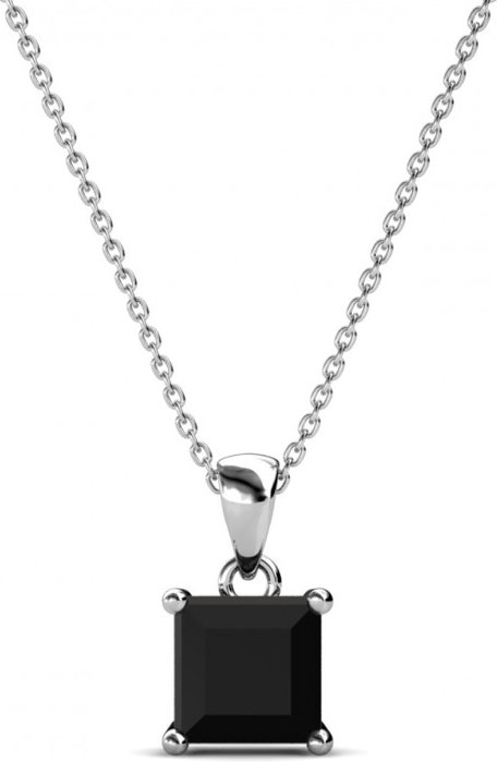 Einfacher quadratischer Anhänger - Silber und Schwarz