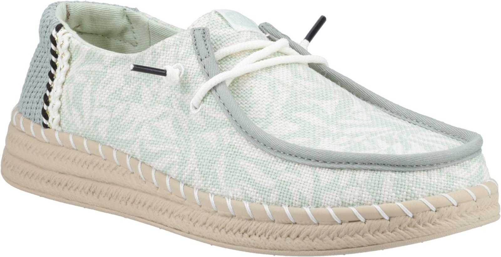 HEYDUDE Wendy Espadrille Retro Palm Baumwollmischung Damen Celadon Grün/Weiß Espadrilles