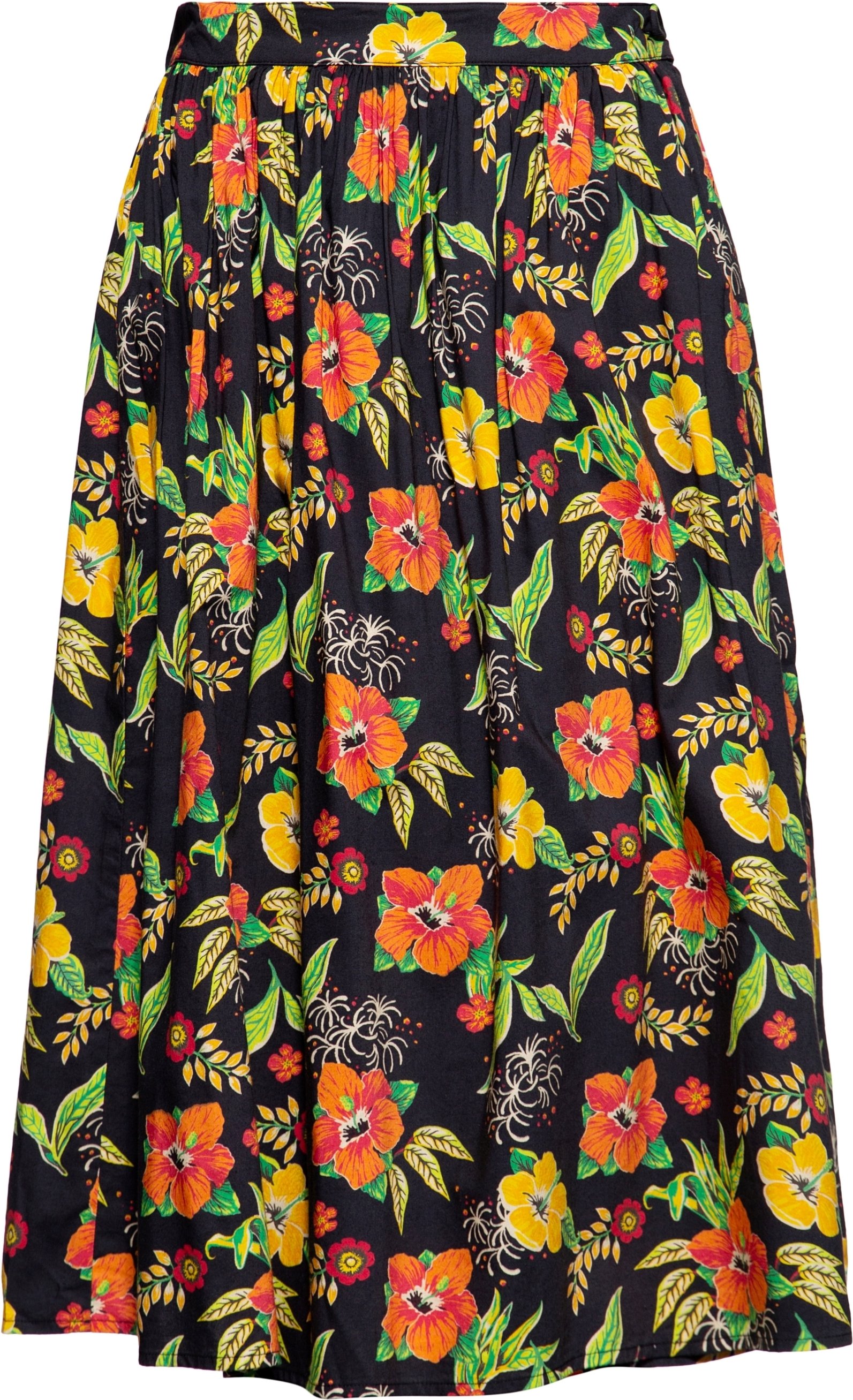 Queen Kerosin Damen Swing Wickelrock Hibiskus mehrfarbig