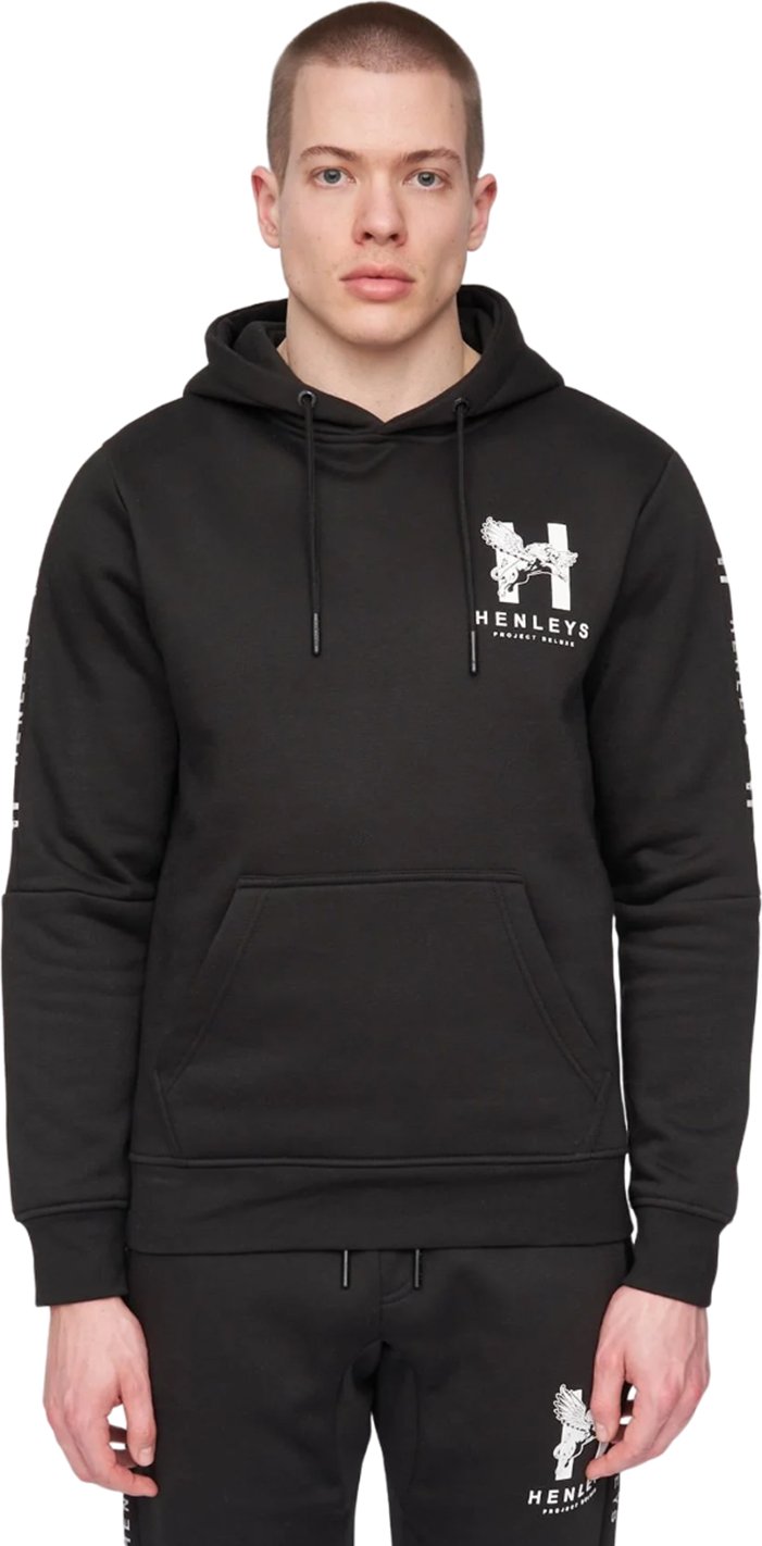 Thumbnail - Henleys - "Tapehen" Kapuzenpullover für Herren (Schwarz)