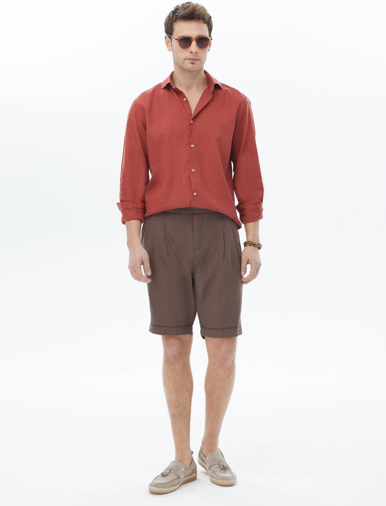 Gewebte, lässige Bermuda