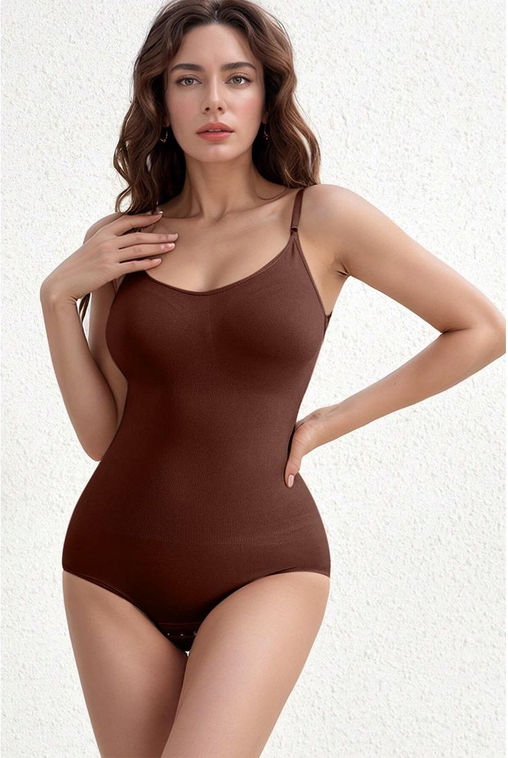 Thumbnail - Damen Basic Bae Ganzkörper-Bodysuit mit Scoop-Ausschnitt und Po-Formung