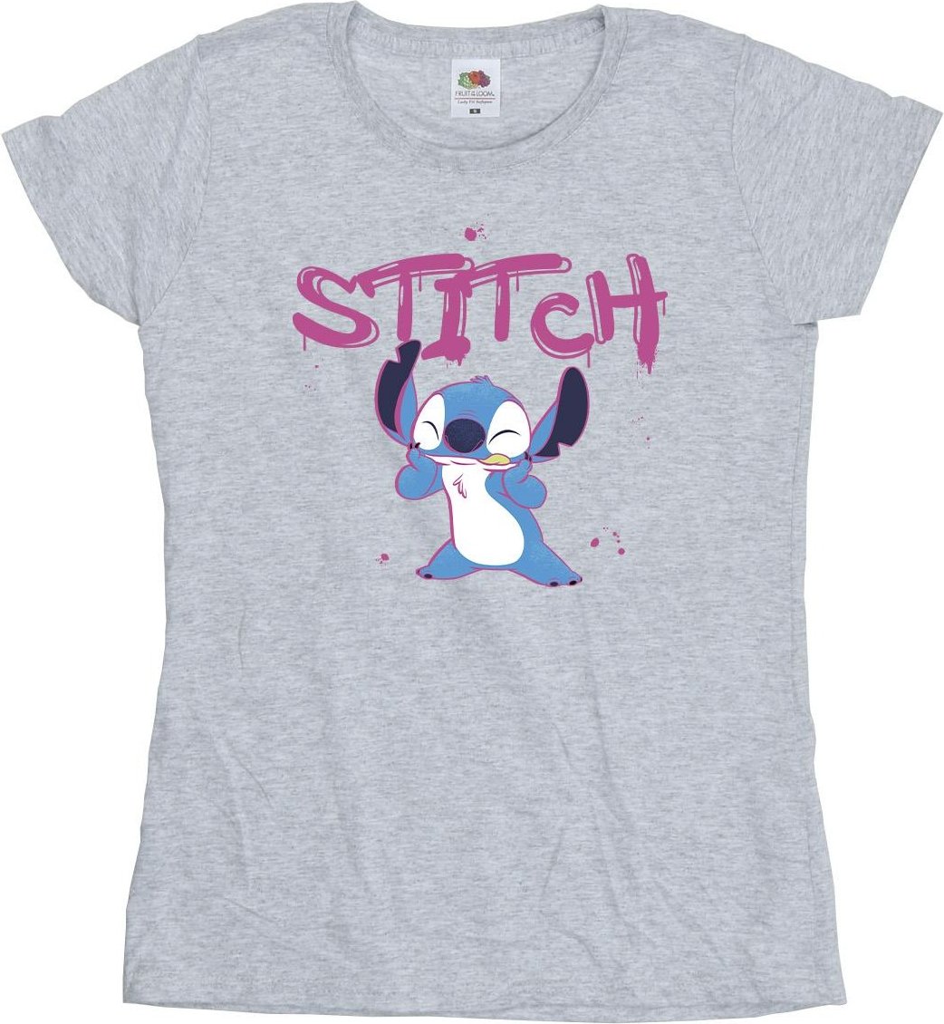 Disney - "Lilo And Stitch Graffiti" T-Shirt für Damen (Grau)