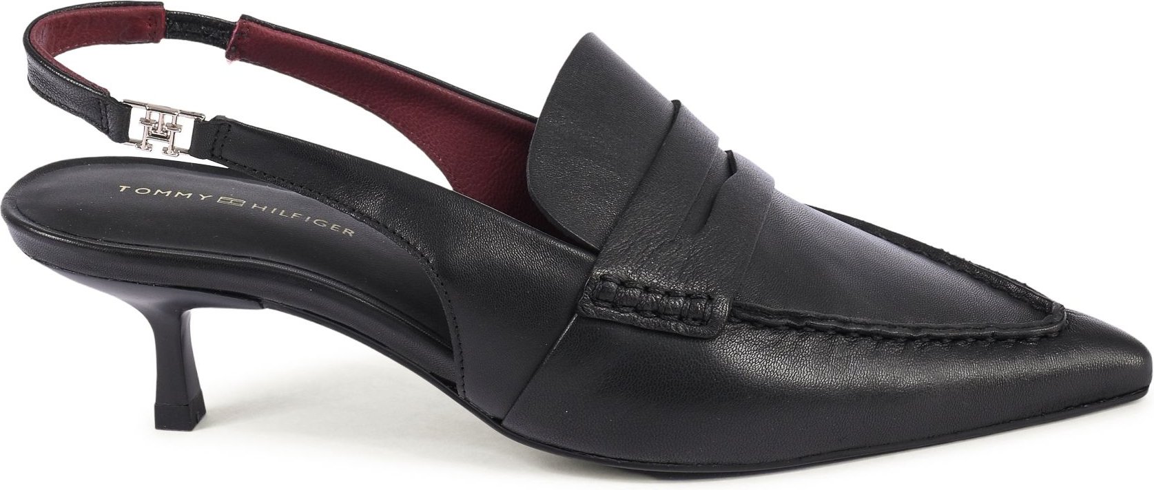 Leder Slingback Kitten Heels