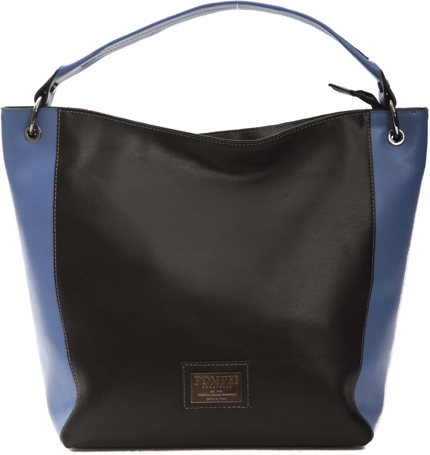 Pompei Donatella Damen Schwarze Leder Schultertasche