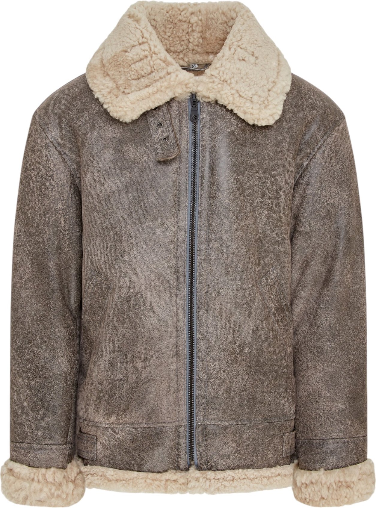 Herren Fliegerjacke aus Schaffellleder B3 WW2, grau, Houston