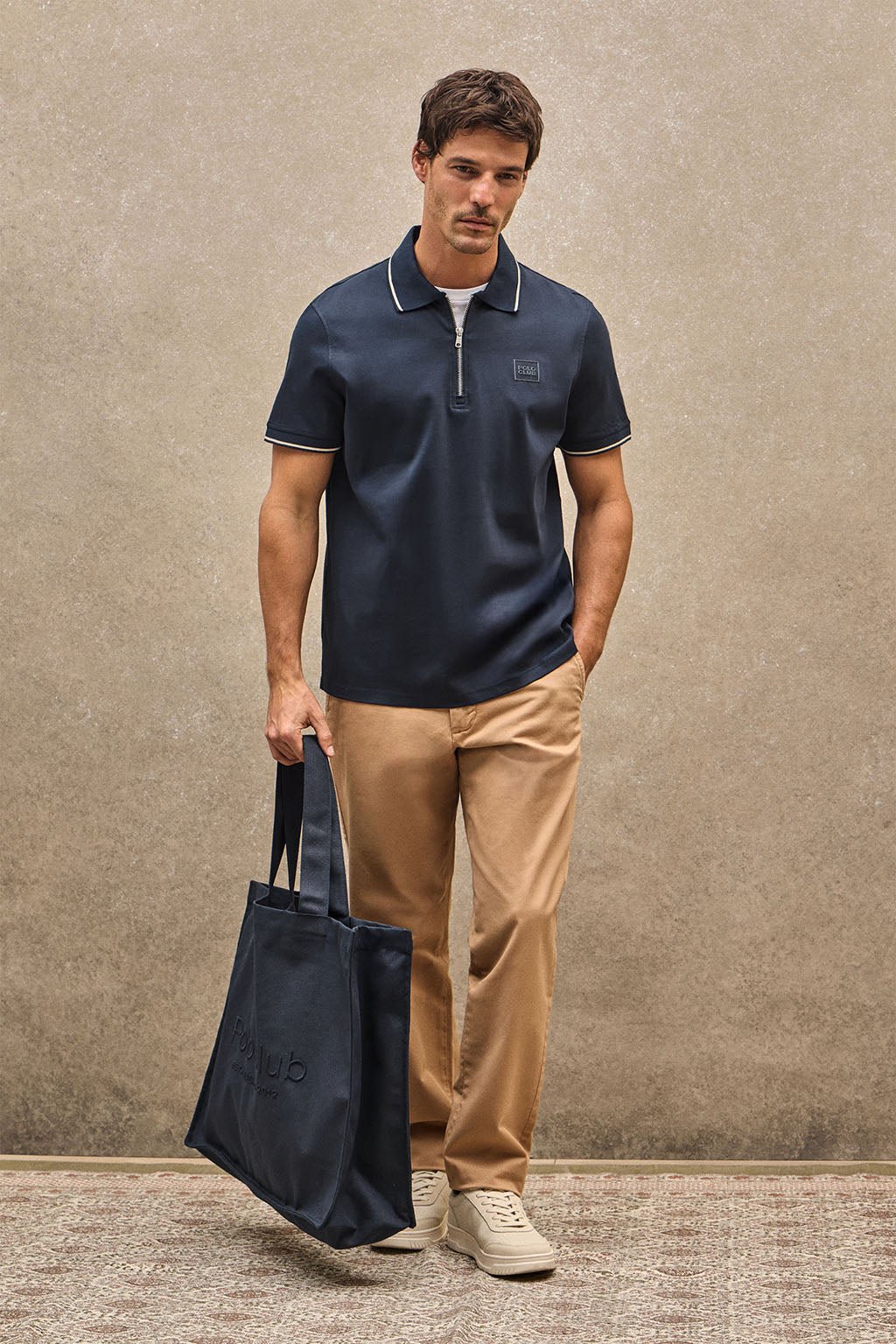 Poloshirt Perseo marineblau mit gummiertem Polo Club-Patch